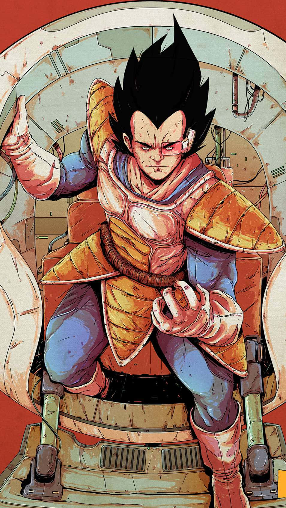 Vegeta, orange armor, battle pod, HD Phone Wallpaper