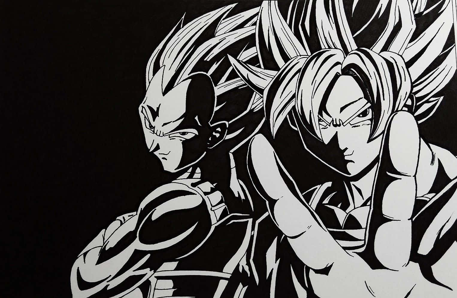 Vegeta, spiky hair, black and white illustration, HD Desktop Wallpaper