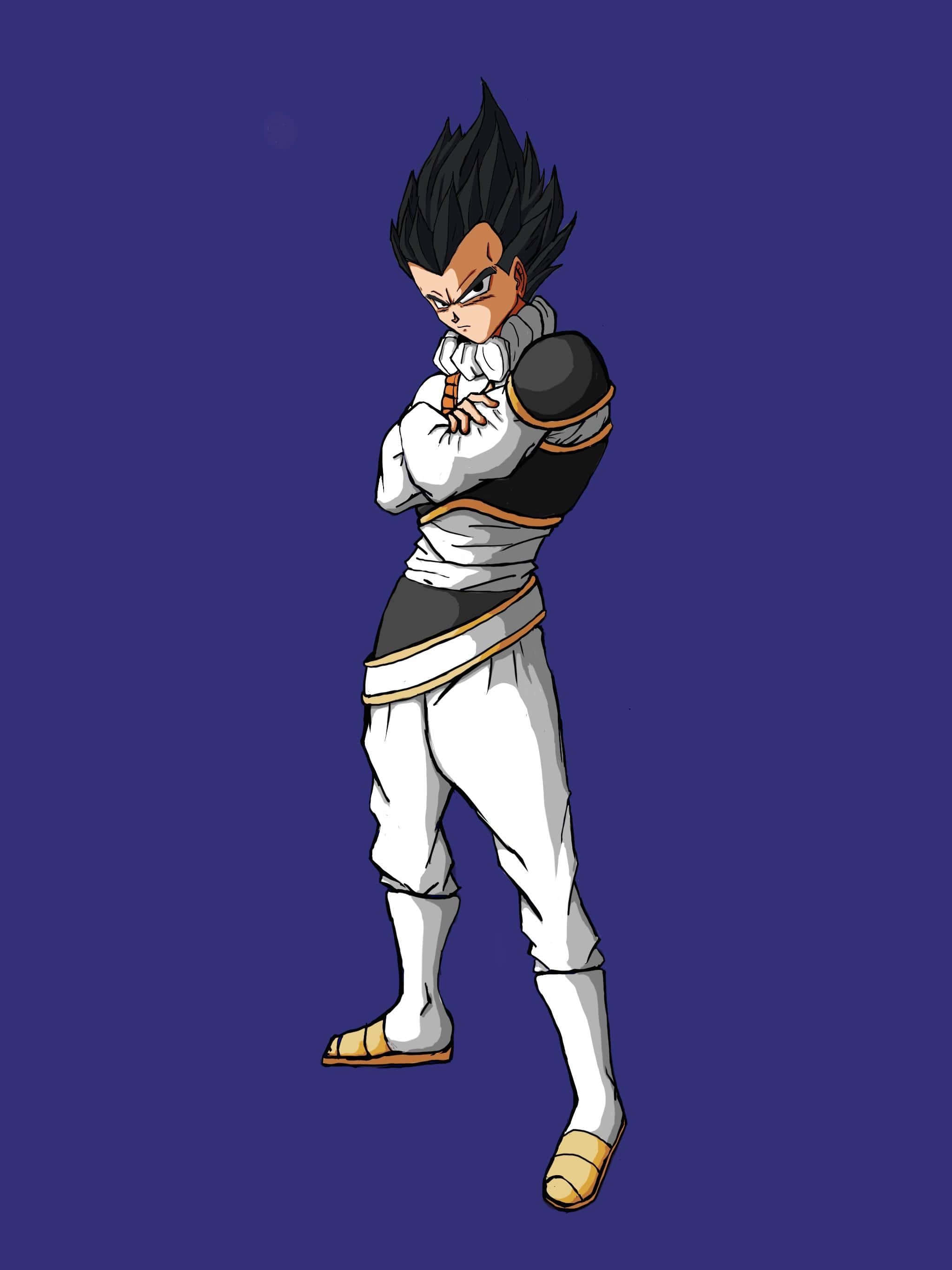 Vegeta, drip pose, solid purple background, 2K Phone Wallpaper