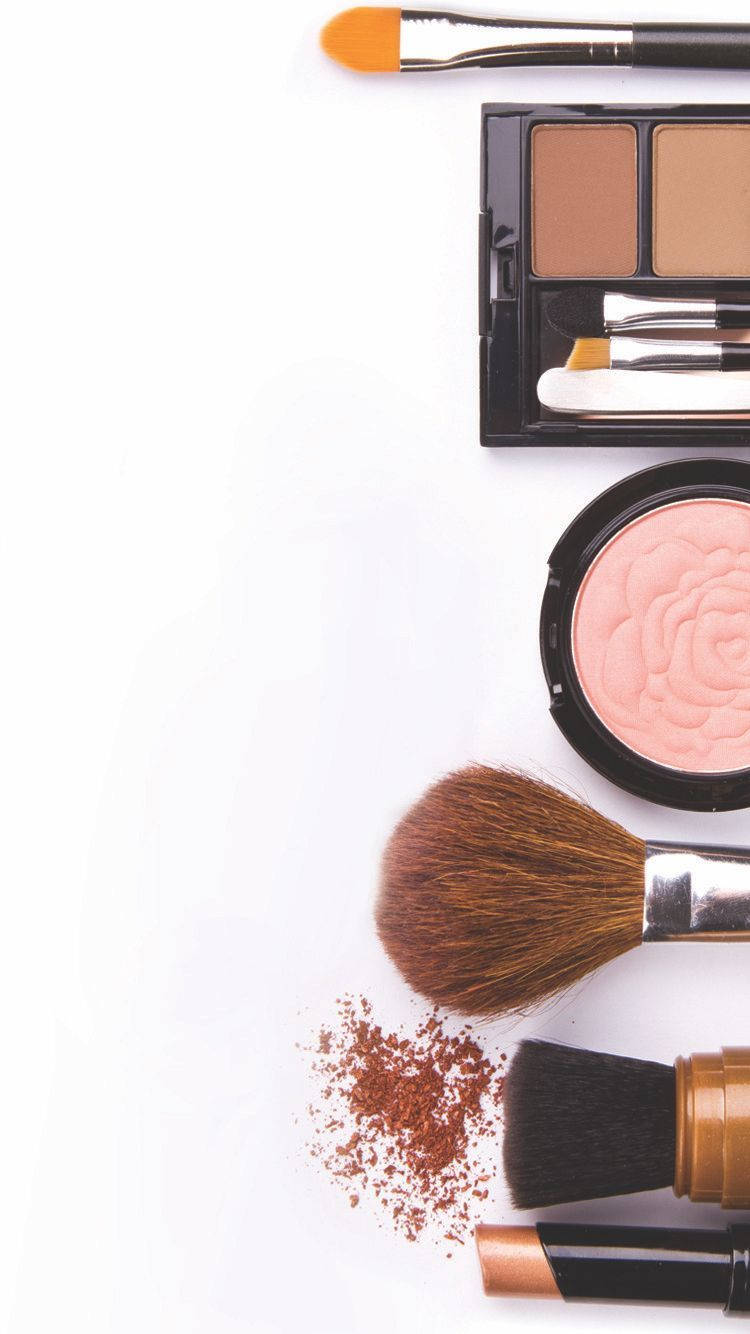 makeup nude kit, makeup brushes, powders, HD Phone Wallpaper