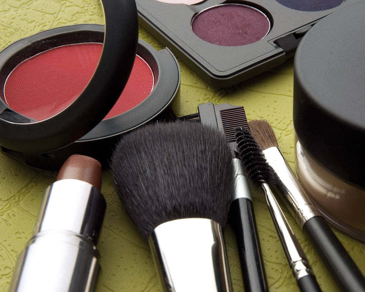 fashion makeup beauty kit, makeup brushes, compacts, HD Desktop Wallpaper