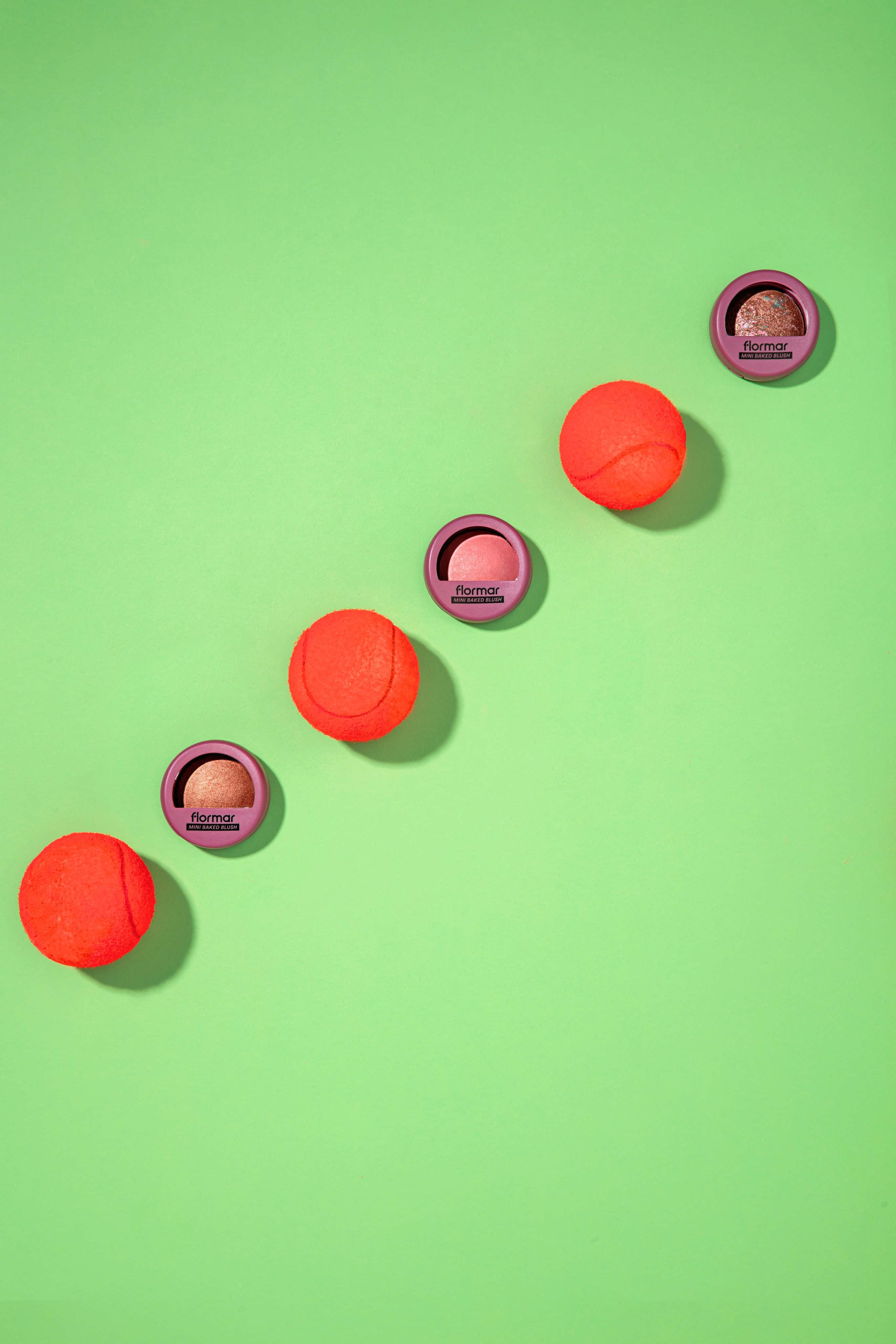 vibrant orange, tennis balls, open makeup compacts, 4K Phone Wallpaper