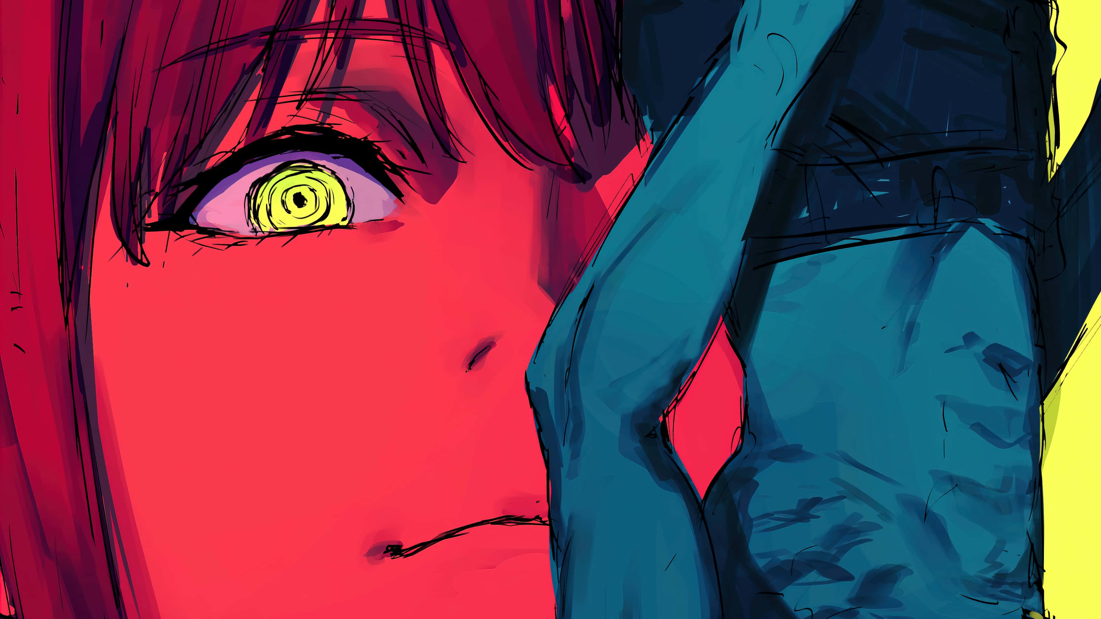 Makima, Chainsaw Man, spiraled yellow eye, 4K Desktop Wallpaper