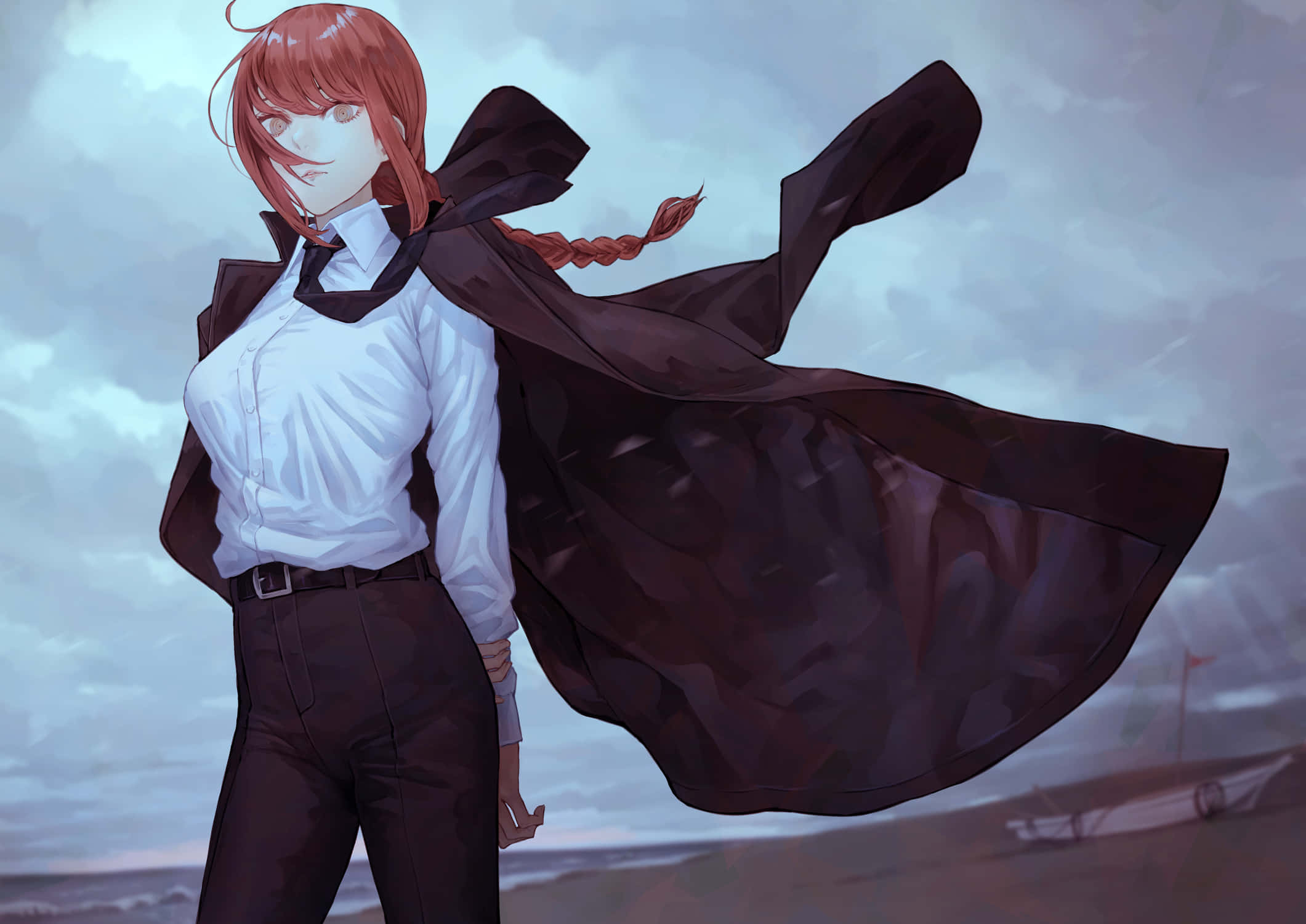 Makima, Chainsaw Man, red-haired anime girl, Full HD Desktop Wallpaper