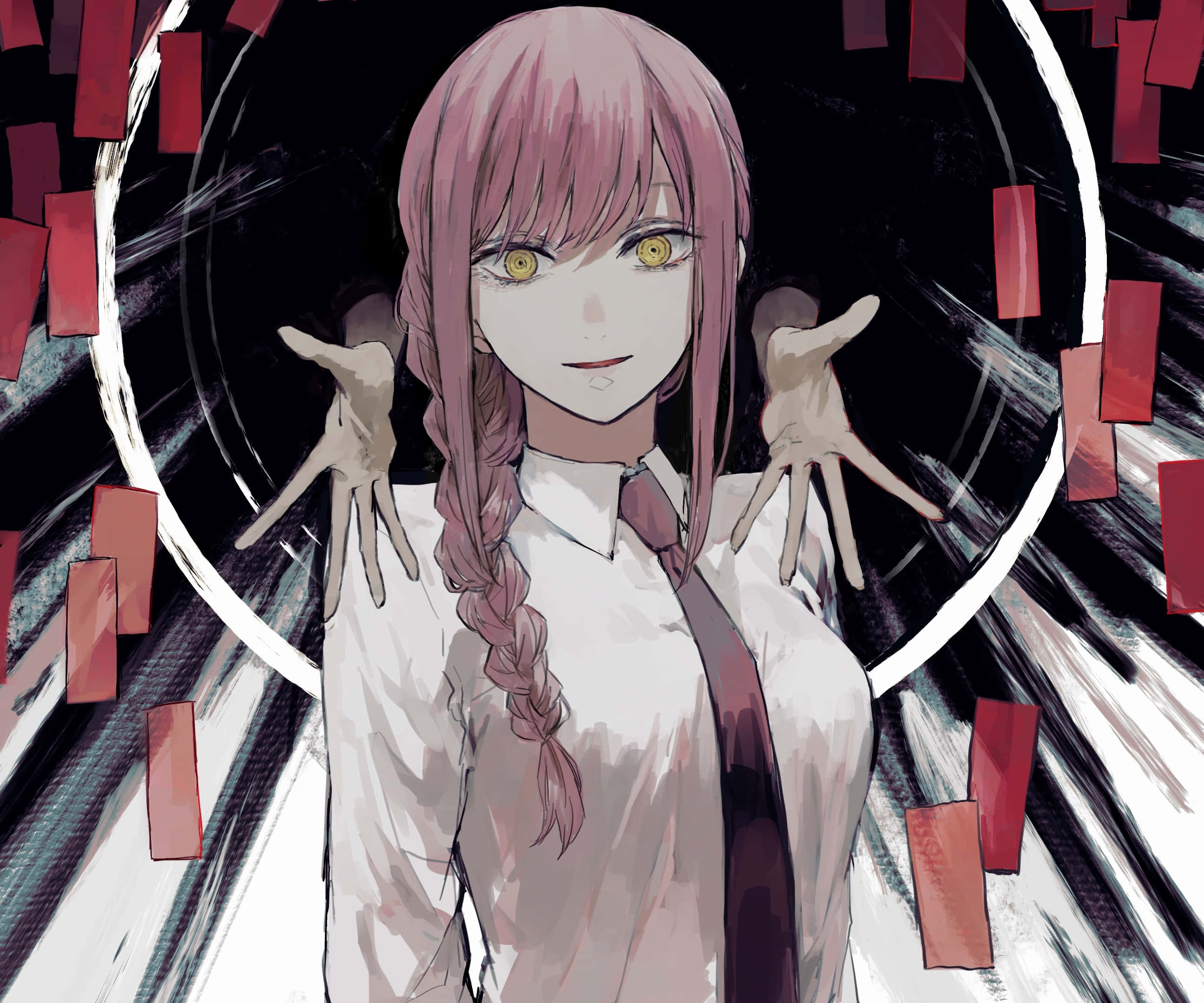 Makima, Chainsaw Man, pink-haired, 2K Desktop Wallpaper