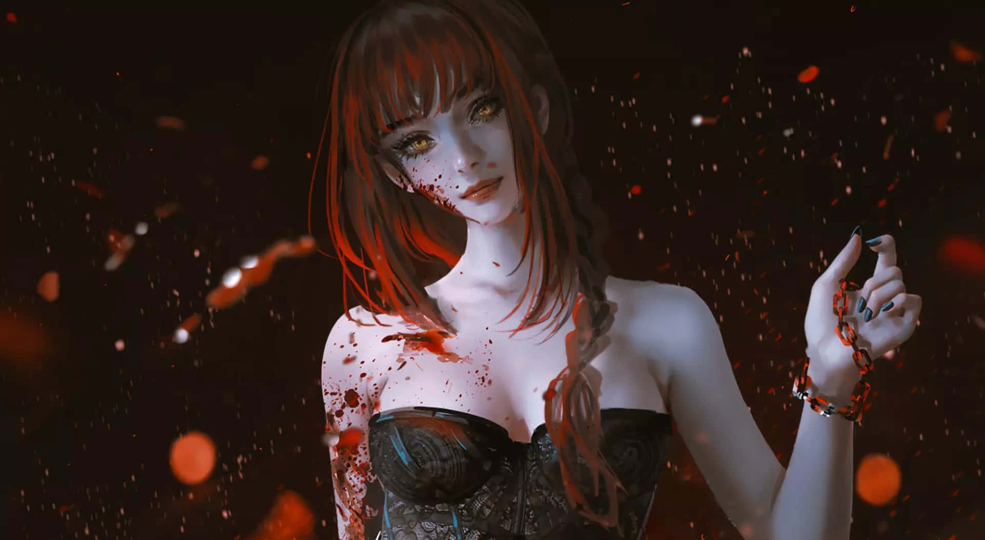 Makima, Chainsaw Man, red hair, Full HD Desktop Wallpaper