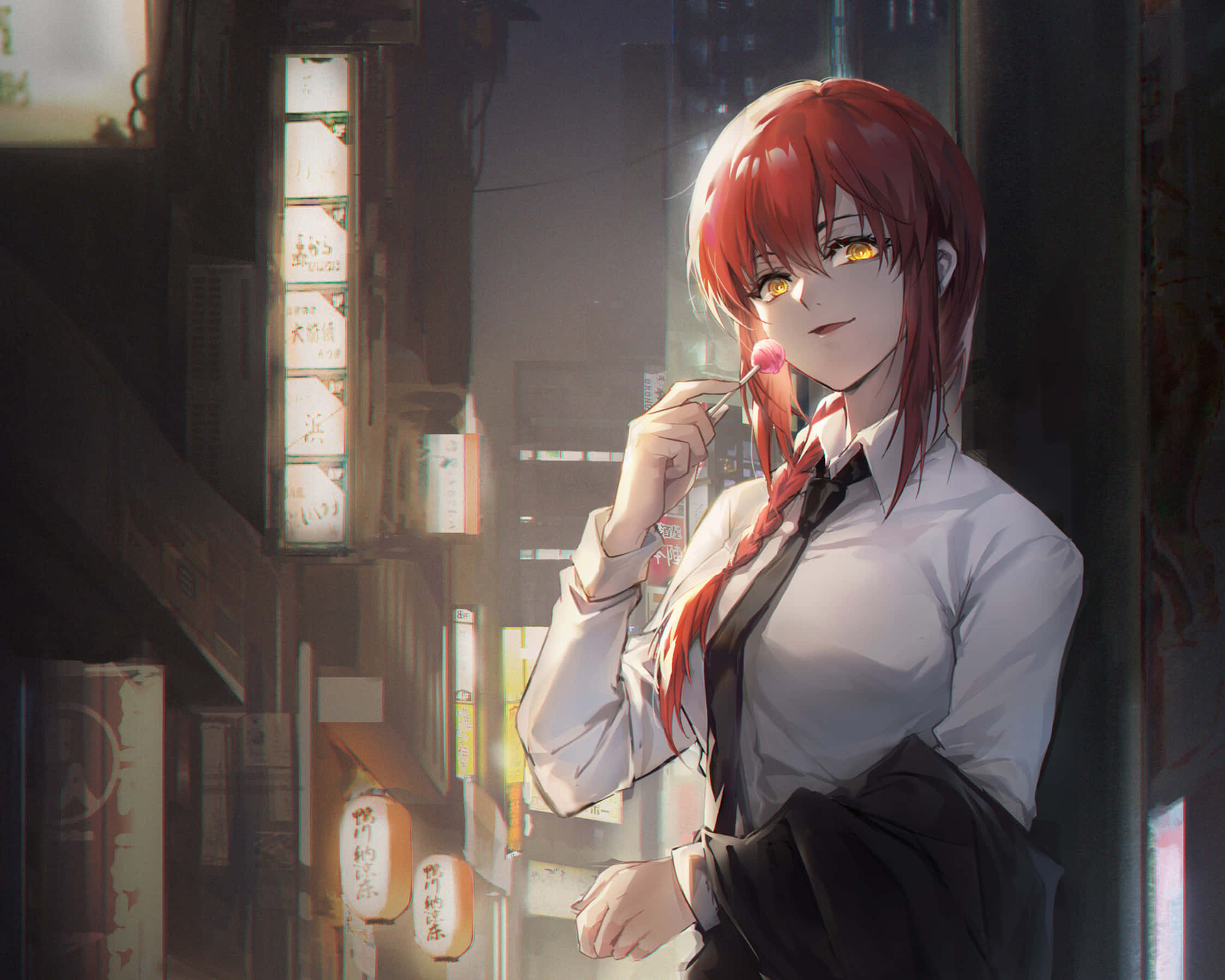 Makima, Chainsaw Man, red-haired anime girl, Full HD Desktop Wallpaper