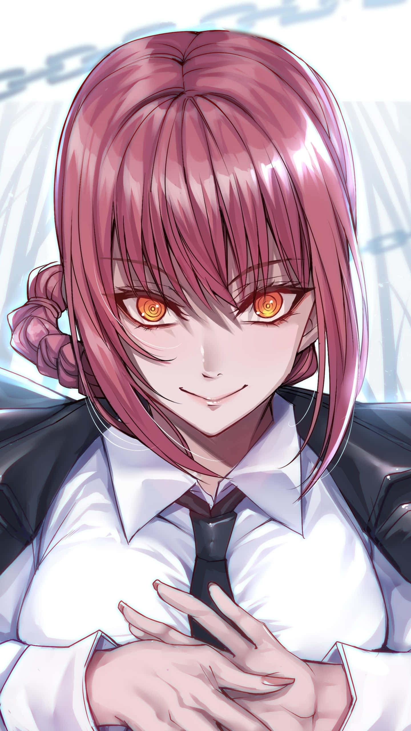 Makima, Chainsaw Man, pink hair, 2K Phone Wallpaper