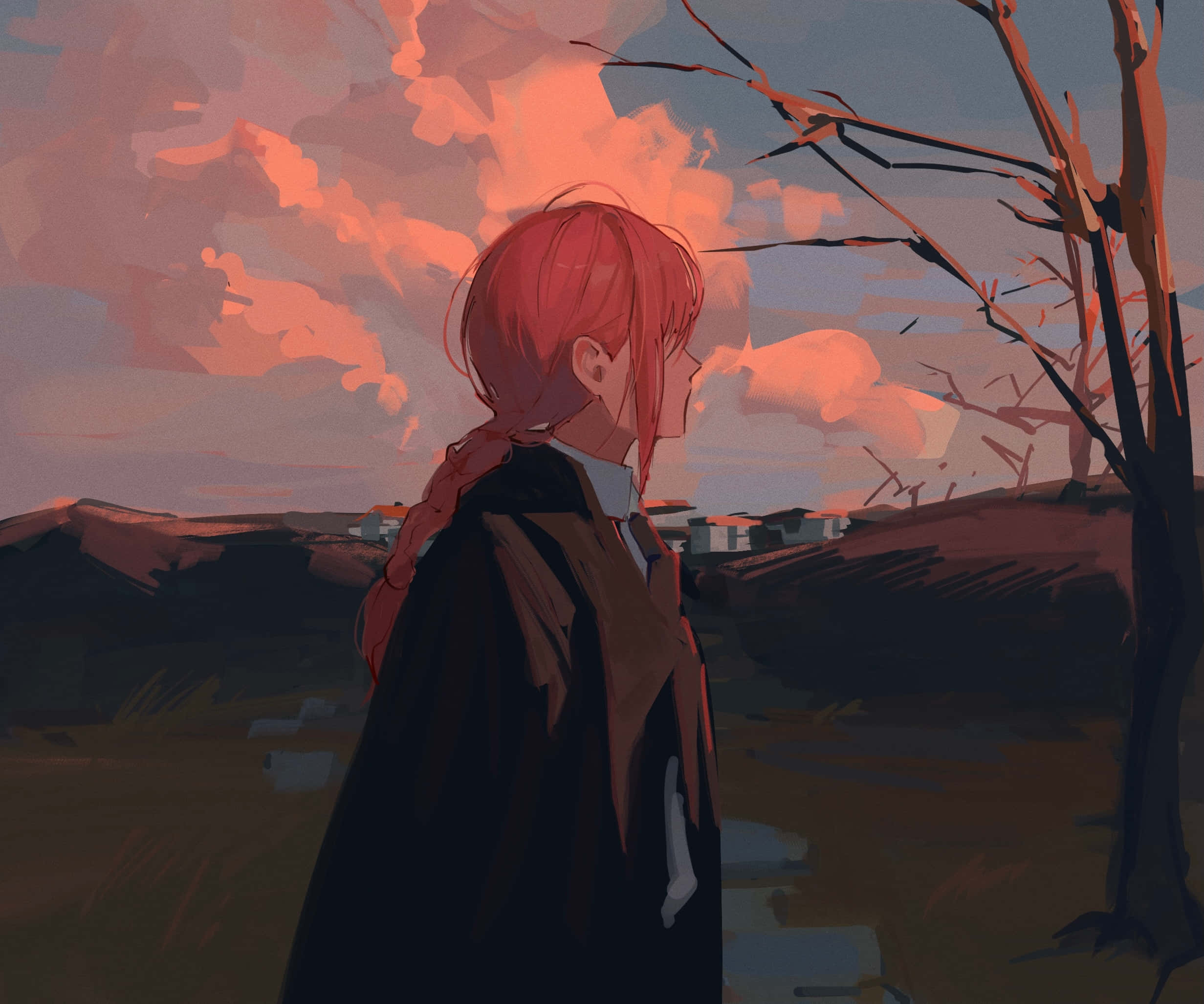 Makima, Chainsaw Man, red-haired anime girl, Full HD Desktop Wallpaper
