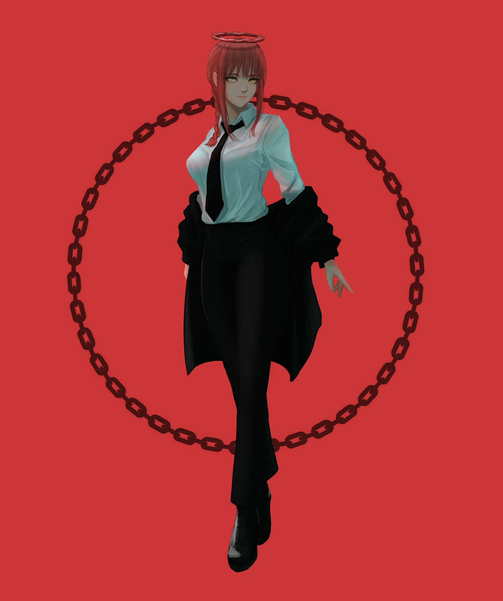 Makima, Chainsaw Man, red chain circle, Full HD Phone Wallpaper