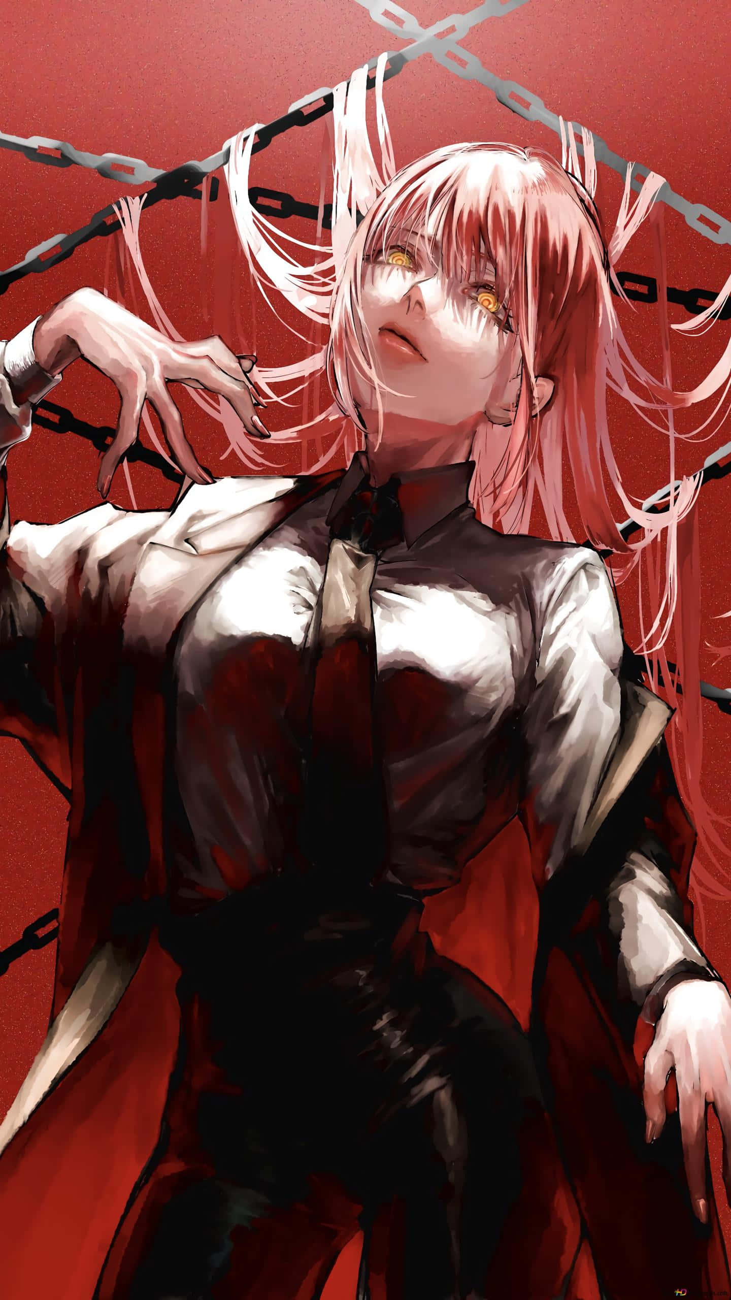 Makima, Chainsaw Man, pink-haired, 2K Phone Wallpaper