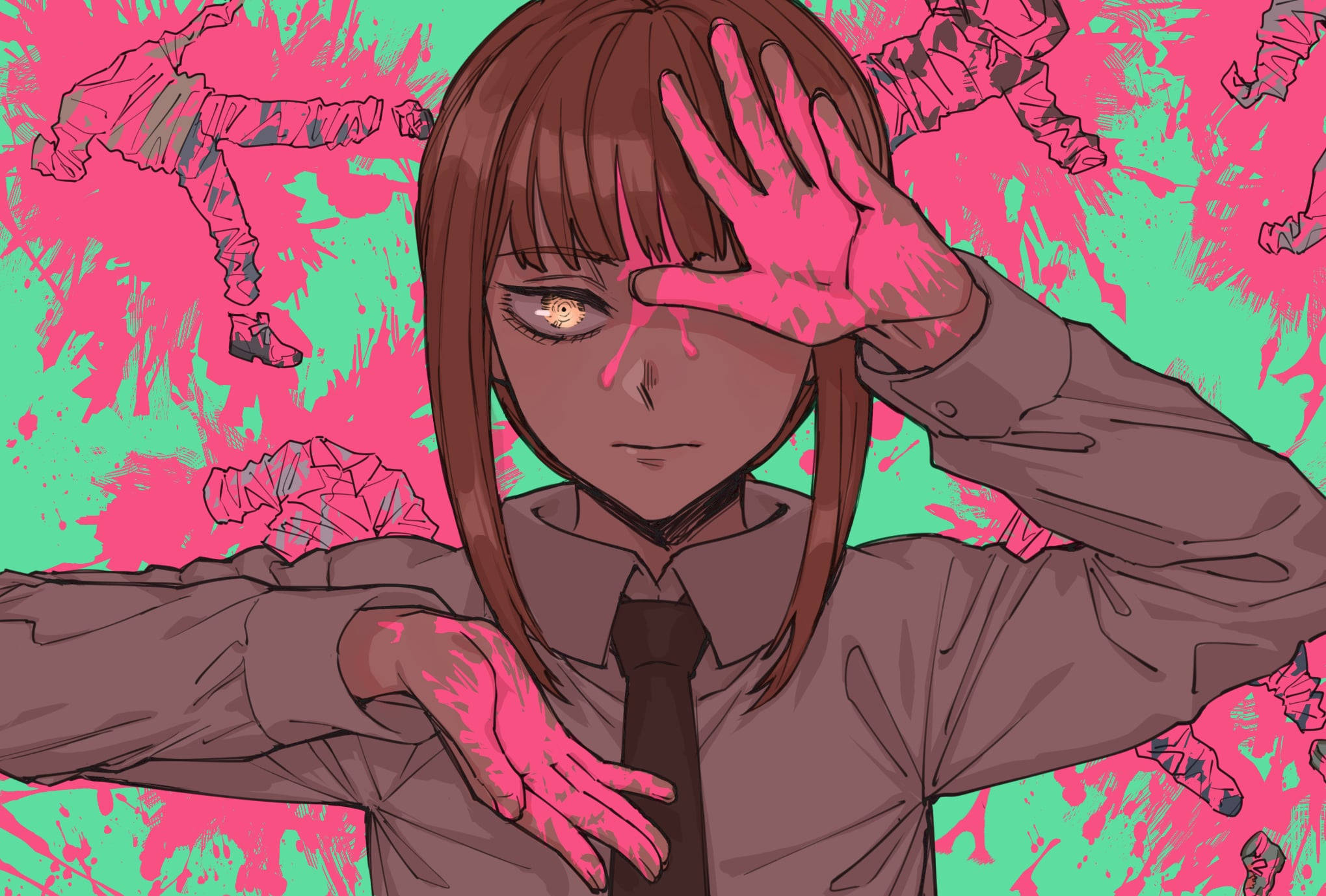 Makima, Chainsaw Man, school uniform, Full HD Desktop Wallpaper