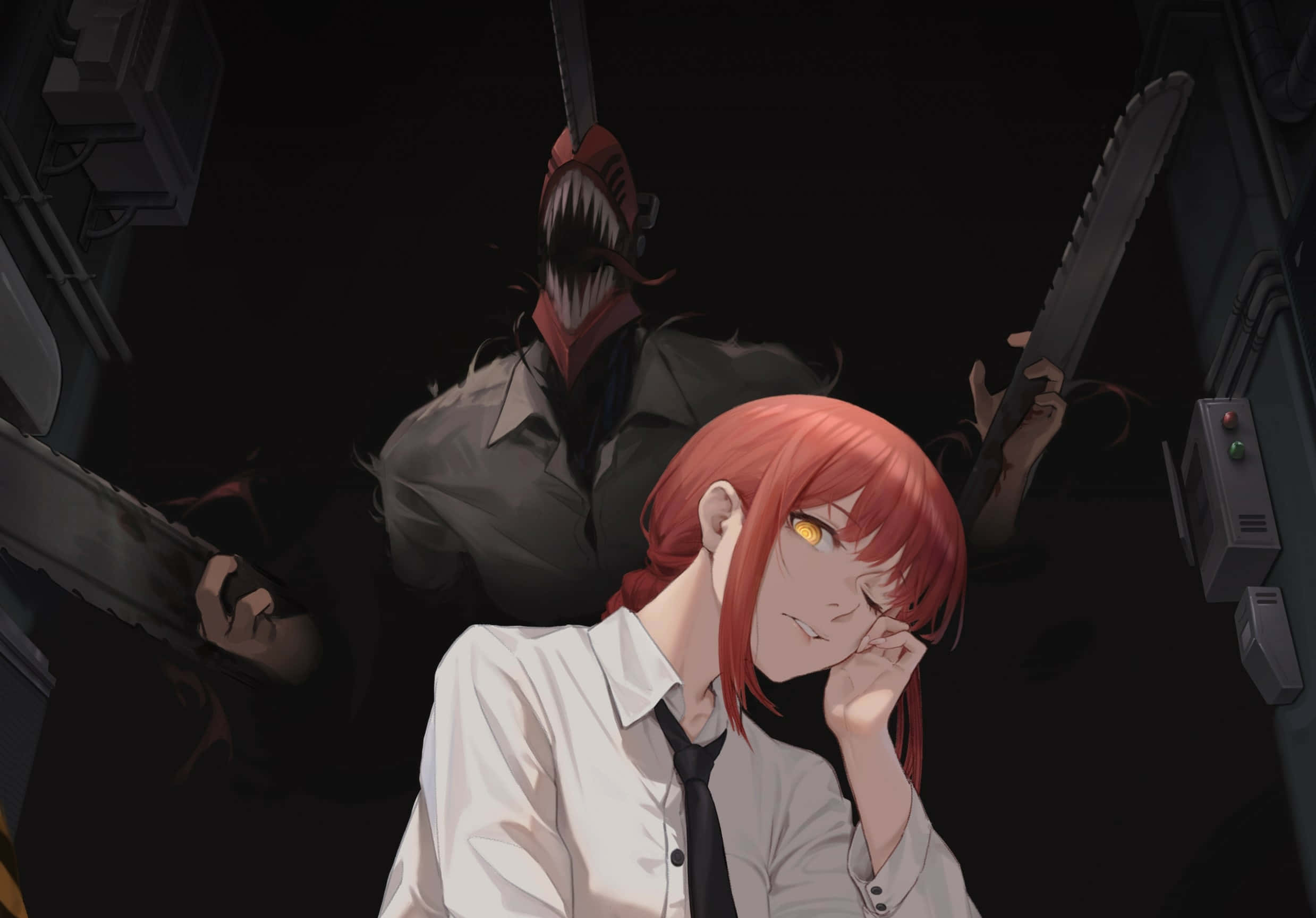 Makima, Chainsaw Man, red-haired anime girl, Full HD Desktop Wallpaper