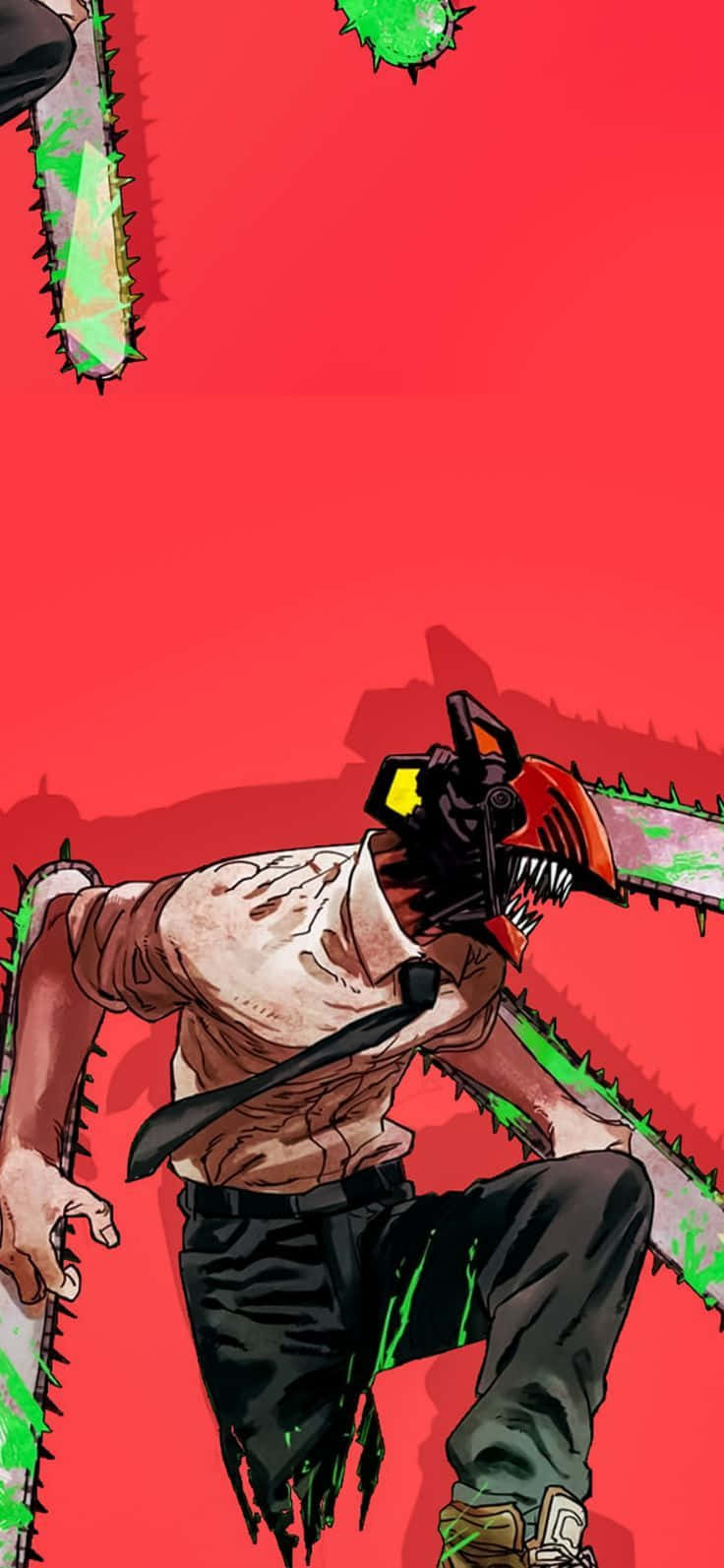 Chainsaw Man, chainsaw-wielding anime character, monstrous mask, HD Phone Wallpaper