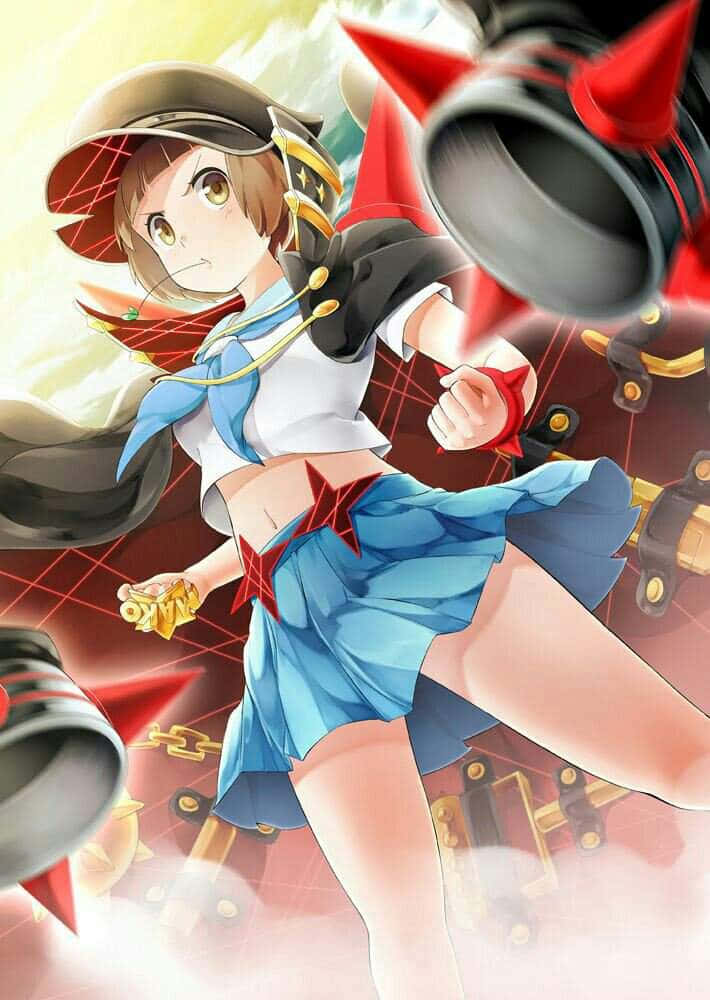 Mako Mankanshoku, blue sailor outfit, hat, SD Phone Wallpaper