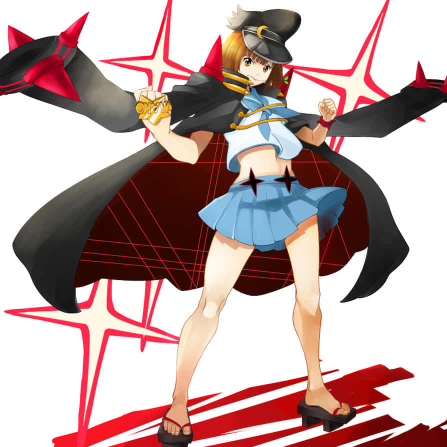 Mako Mankanshoku, blue sailor outfit, black cape, SD Desktop Wallpaper