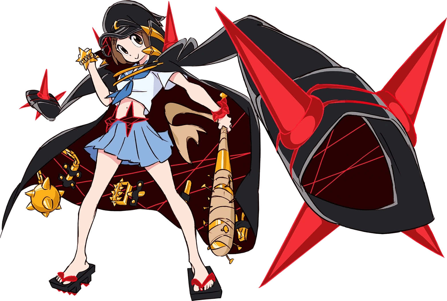 Mako Mankanshoku, sailor outfit, golden bat, HD Desktop Wallpaper