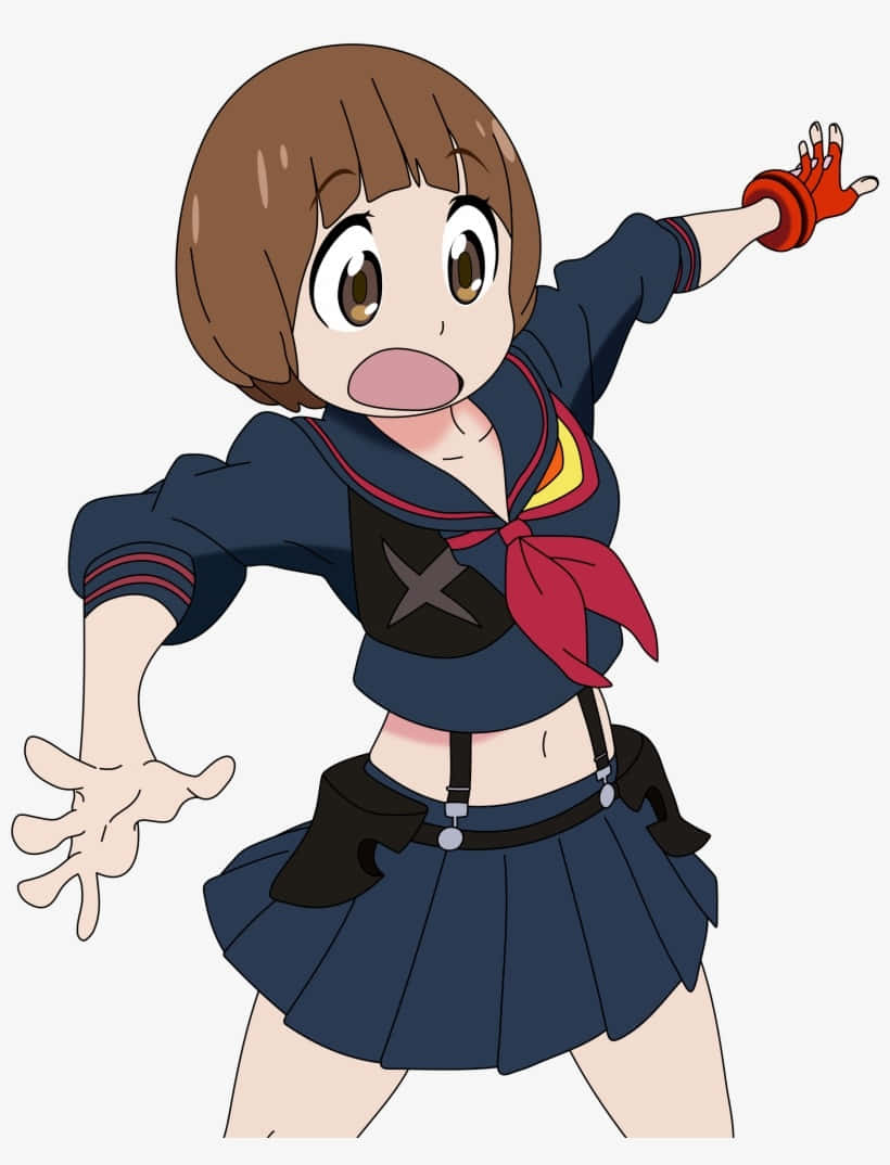 Mako Mankanshoku, blue sailor uniform, red bow, SD Phone Wallpaper