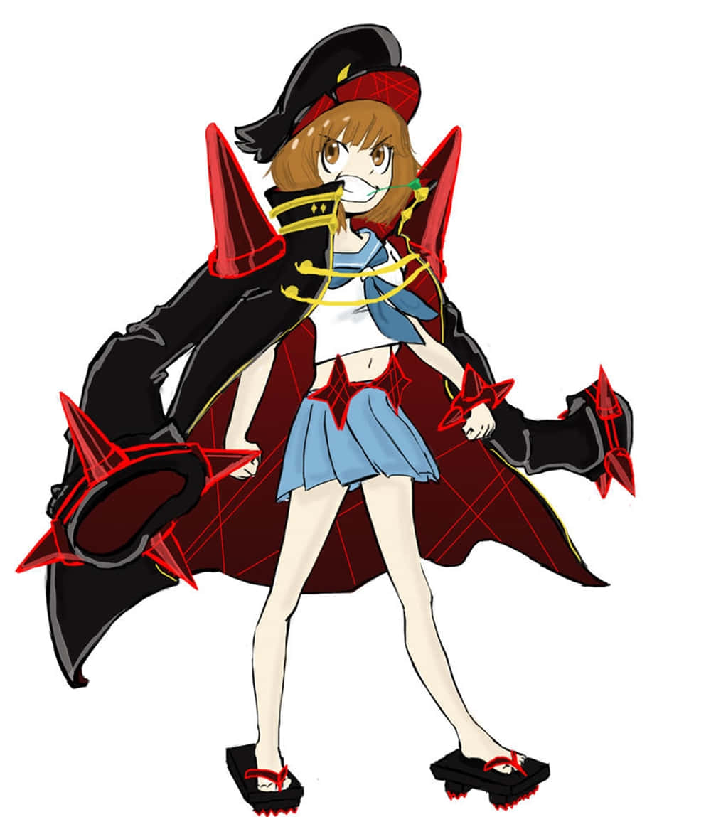 Mako Mankanshoku, black and red pirate outfit, star-shaped gauntlets, SD Phone Wallpaper