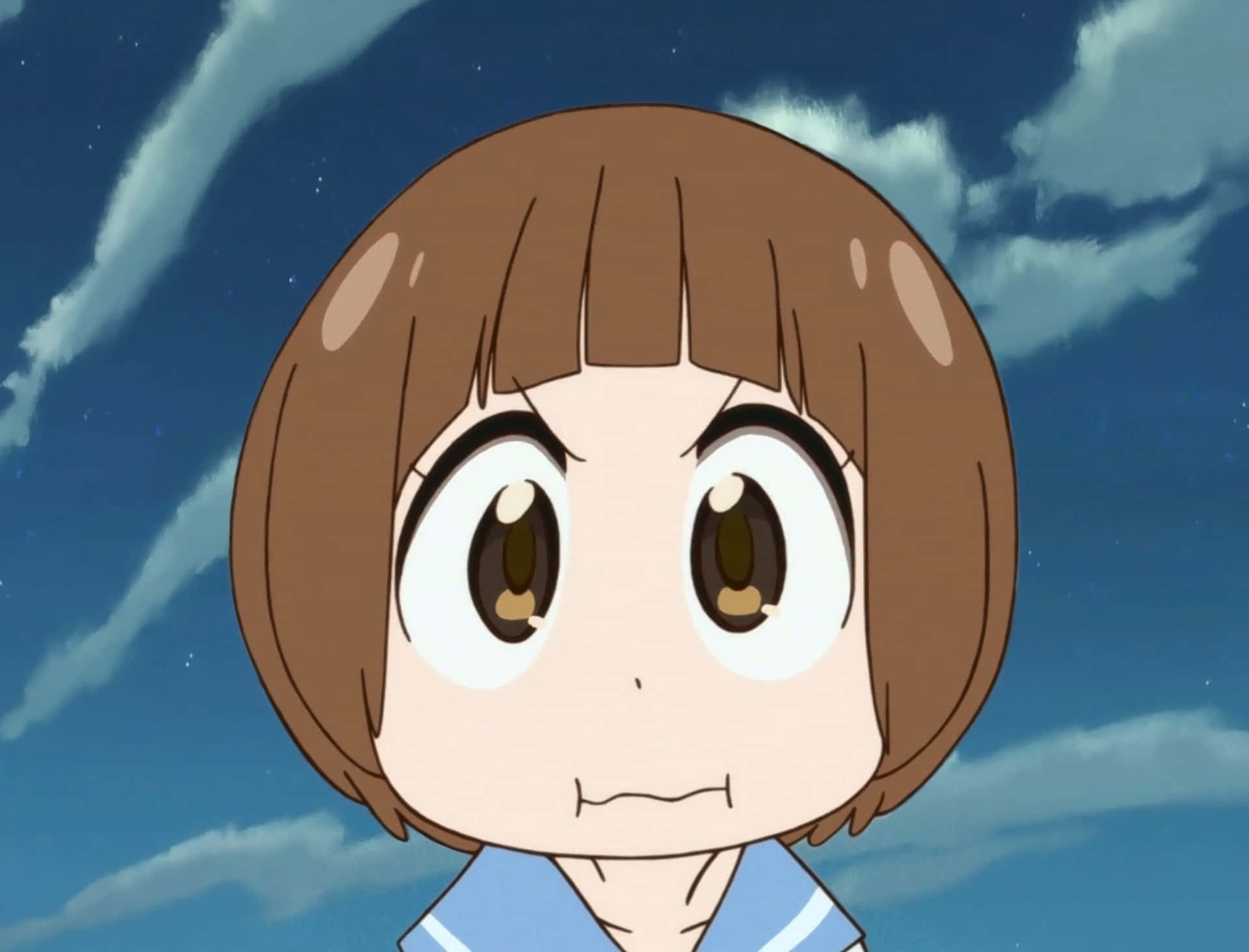 Mako Mankanshoku, anime girl, brown bob hair, Full HD Desktop Wallpaper