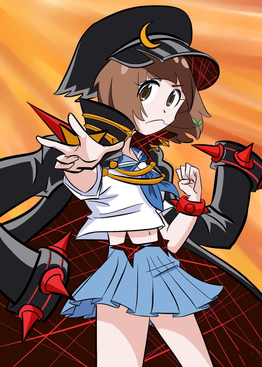 Mako Mankanshoku, sailor outfit, black hat, HD Phone Wallpaper