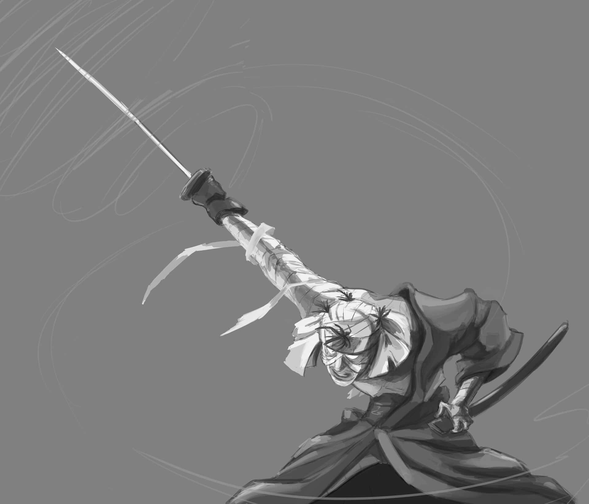 Makoto Shishio, full battle gear, monochrome, Full HD Desktop Wallpaper