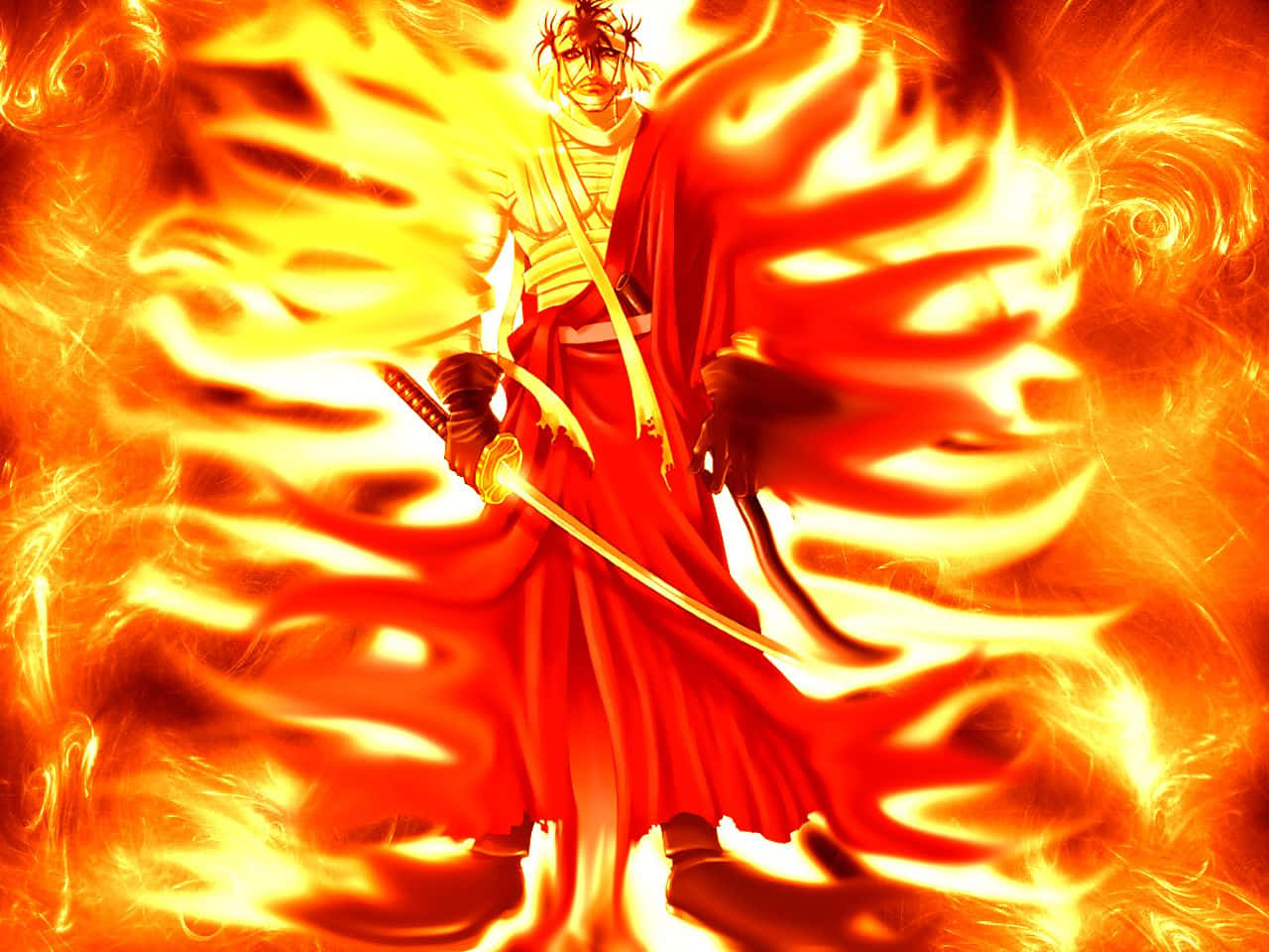Makoto Shishio, red robes, glowing sword, HD Desktop Wallpaper