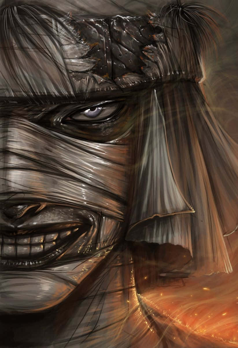 Makoto Shishio, bandaged face, glowing eye, SD Phone Wallpaper
