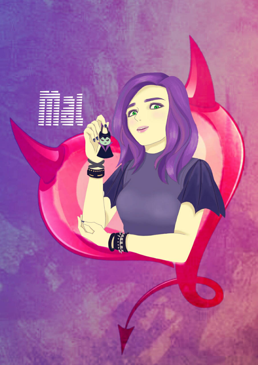 Mal Descendants, demon heart, purple hair, HD Phone Wallpaper
