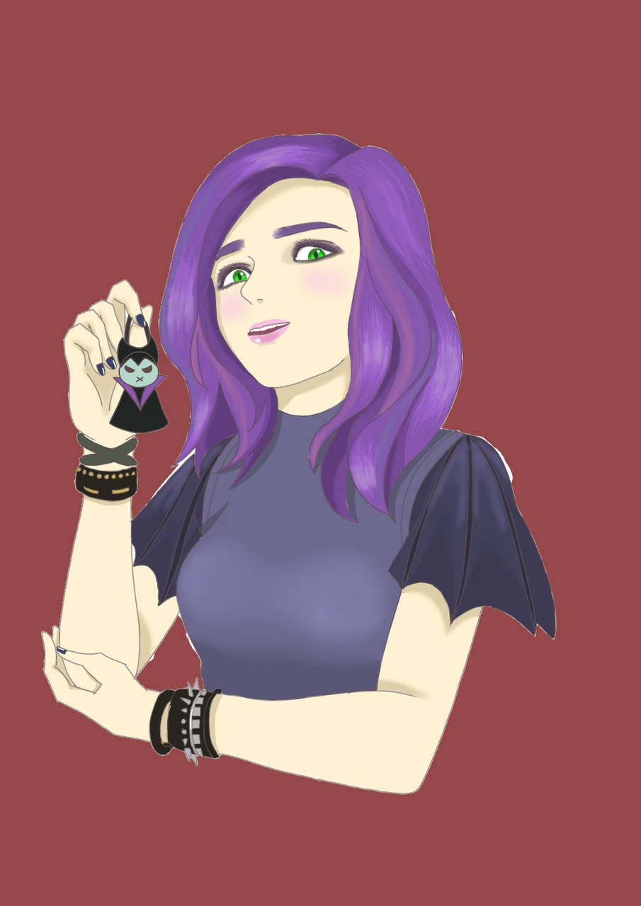 Mal Descendants, maroon, purple hair, HD Phone Wallpaper