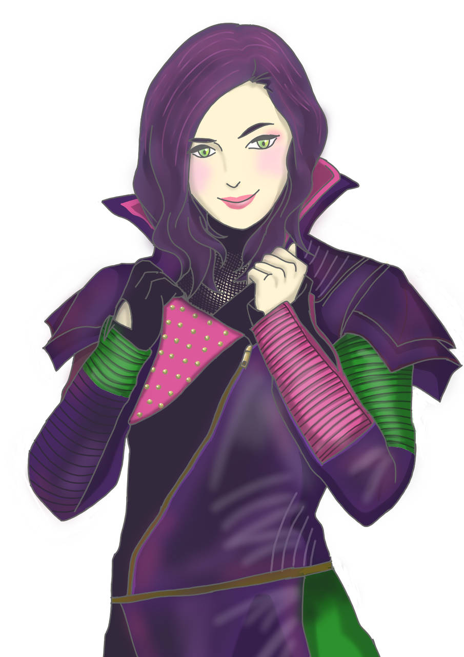 Mal Descendants, purple hair, green eyes, HD Phone Wallpaper