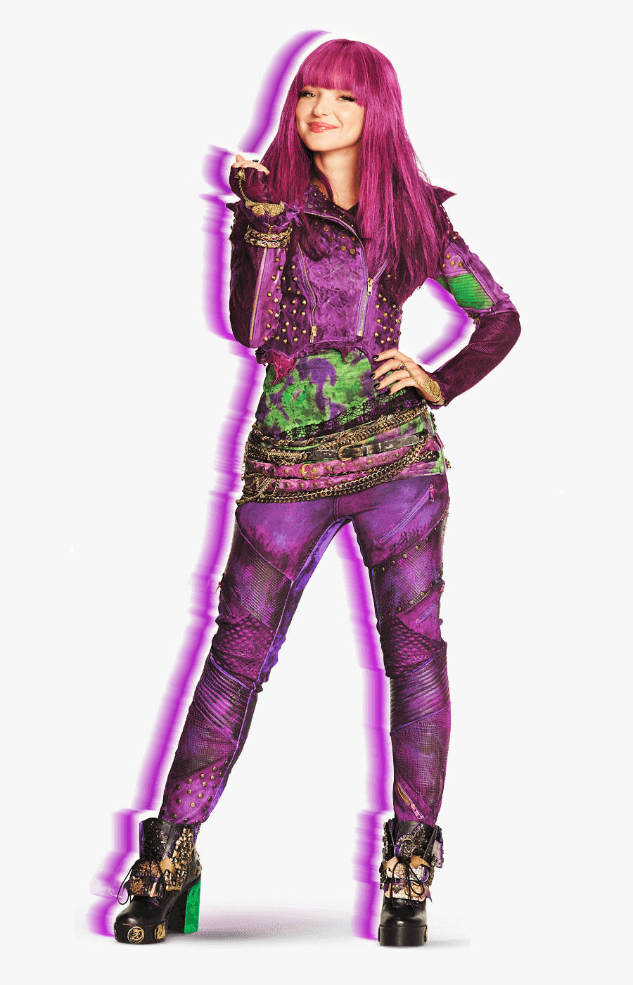 Mal Descendants, vibrant purple hair, matching outfit, HD Phone Wallpaper