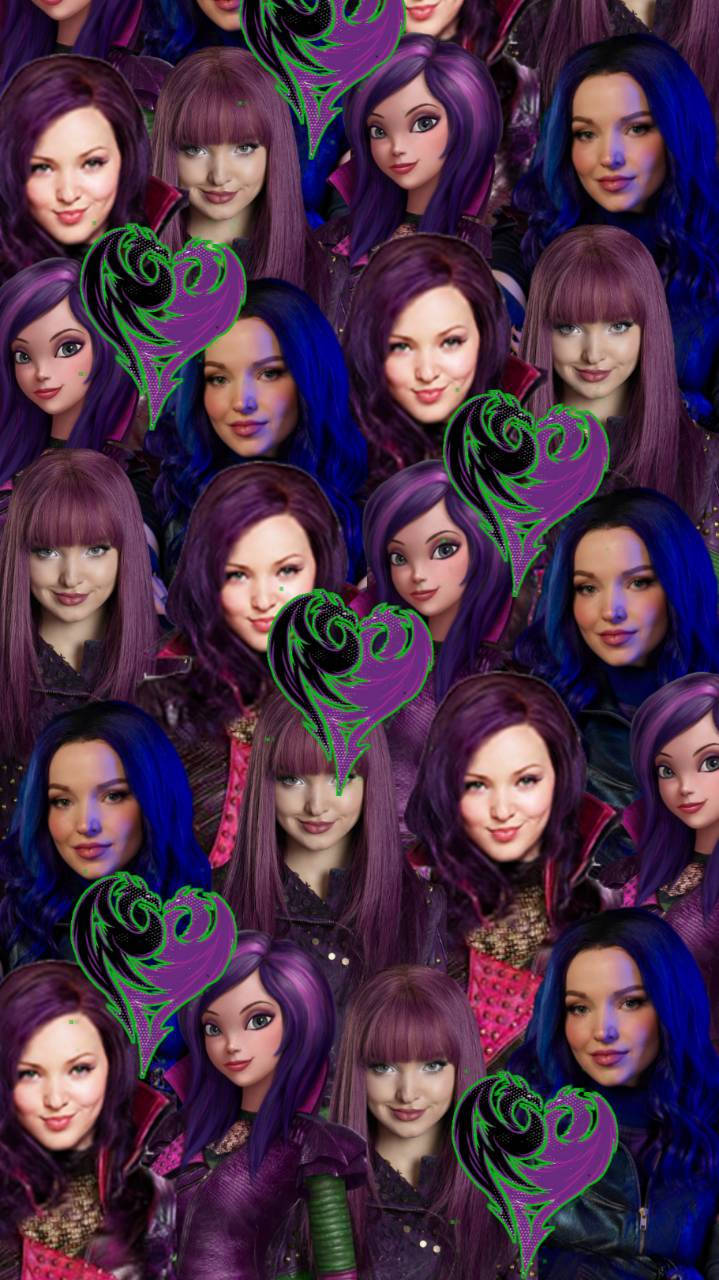 Mal Descendants, purple hair, blue hair, HD Phone Wallpaper