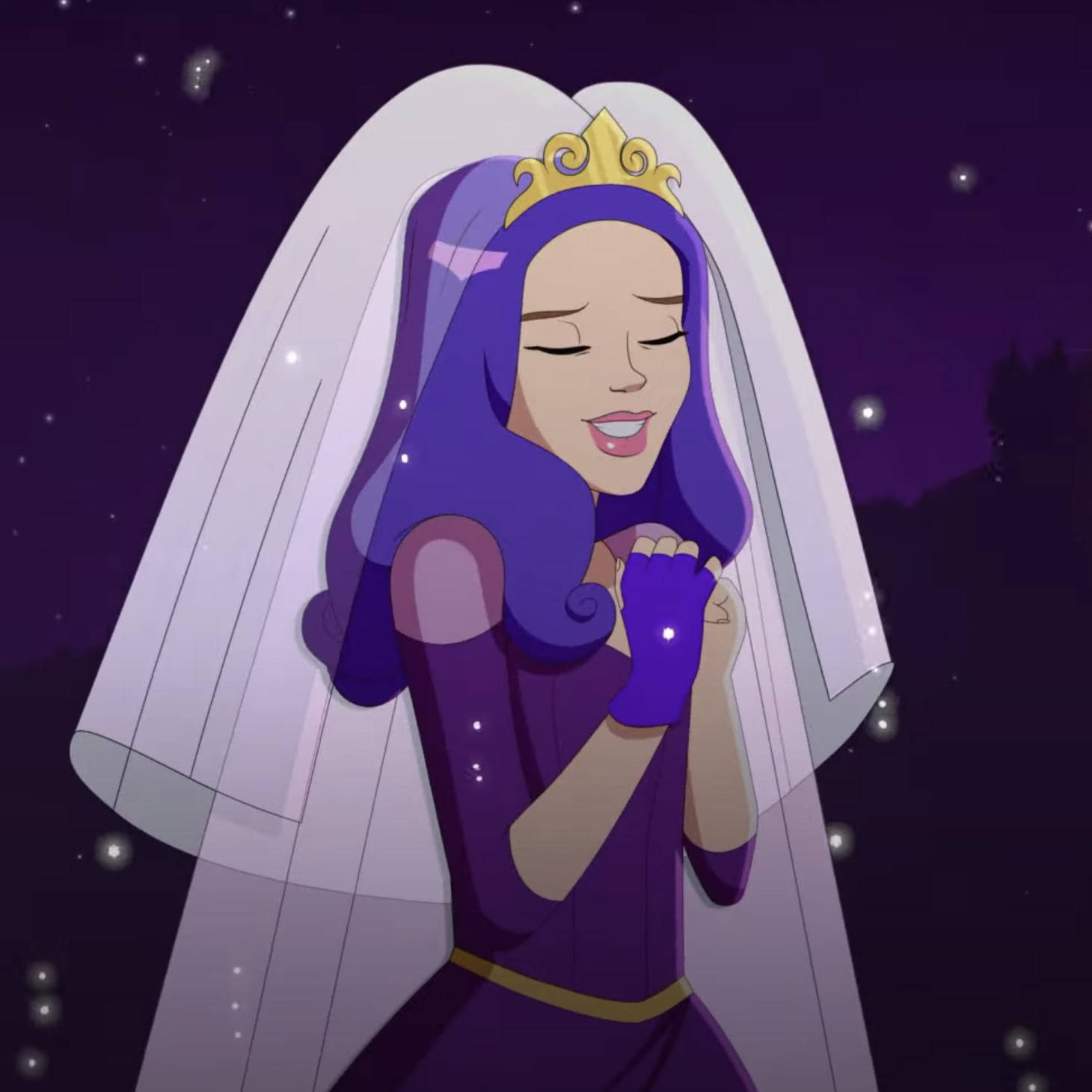 Mal Descendants, wedding veil, purple hair, HD Desktop Wallpaper