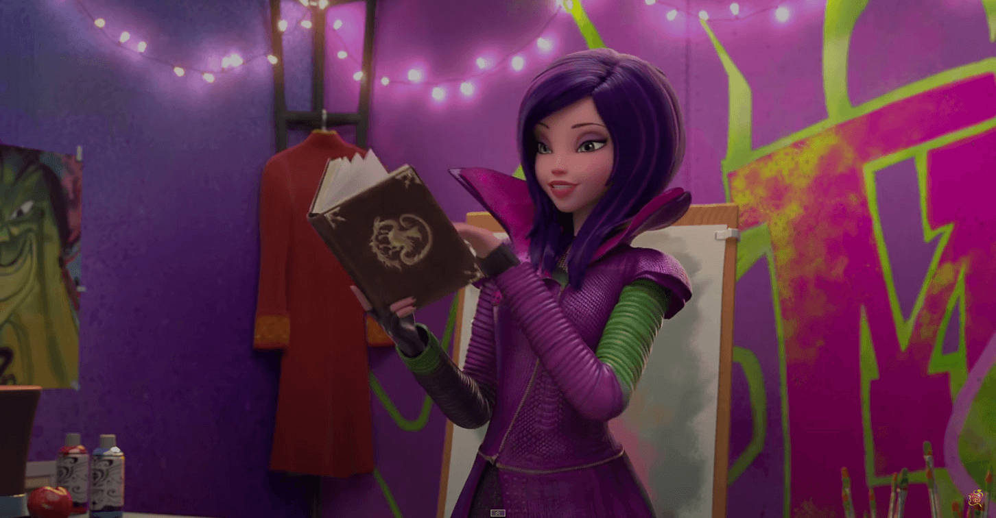 Mal Descendants, purple-haired animated girl, vibrant art studio, HD Desktop Wallpaper