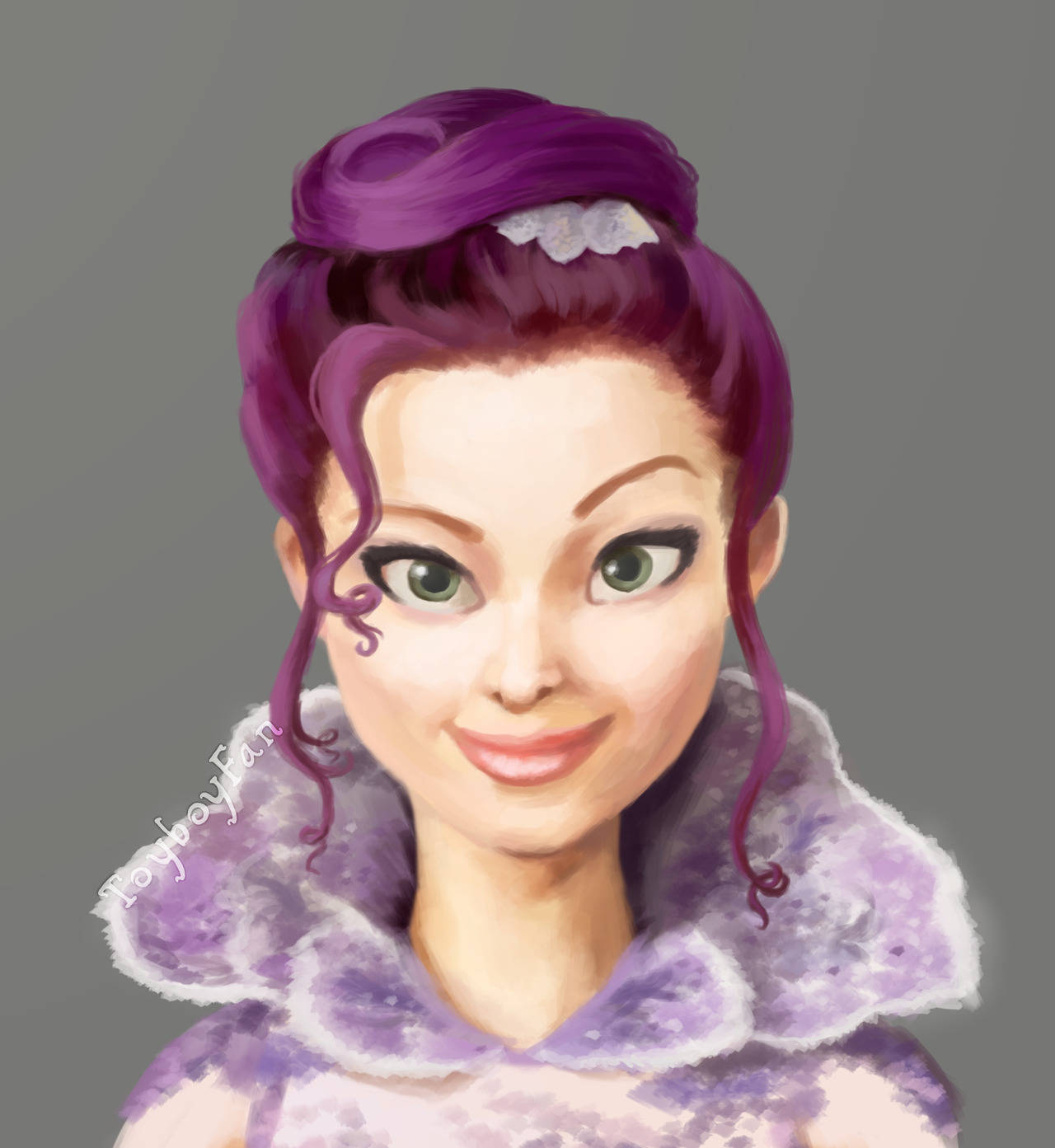 Mal Descendants, purple bun hair, green eyes, HD Phone Wallpaper