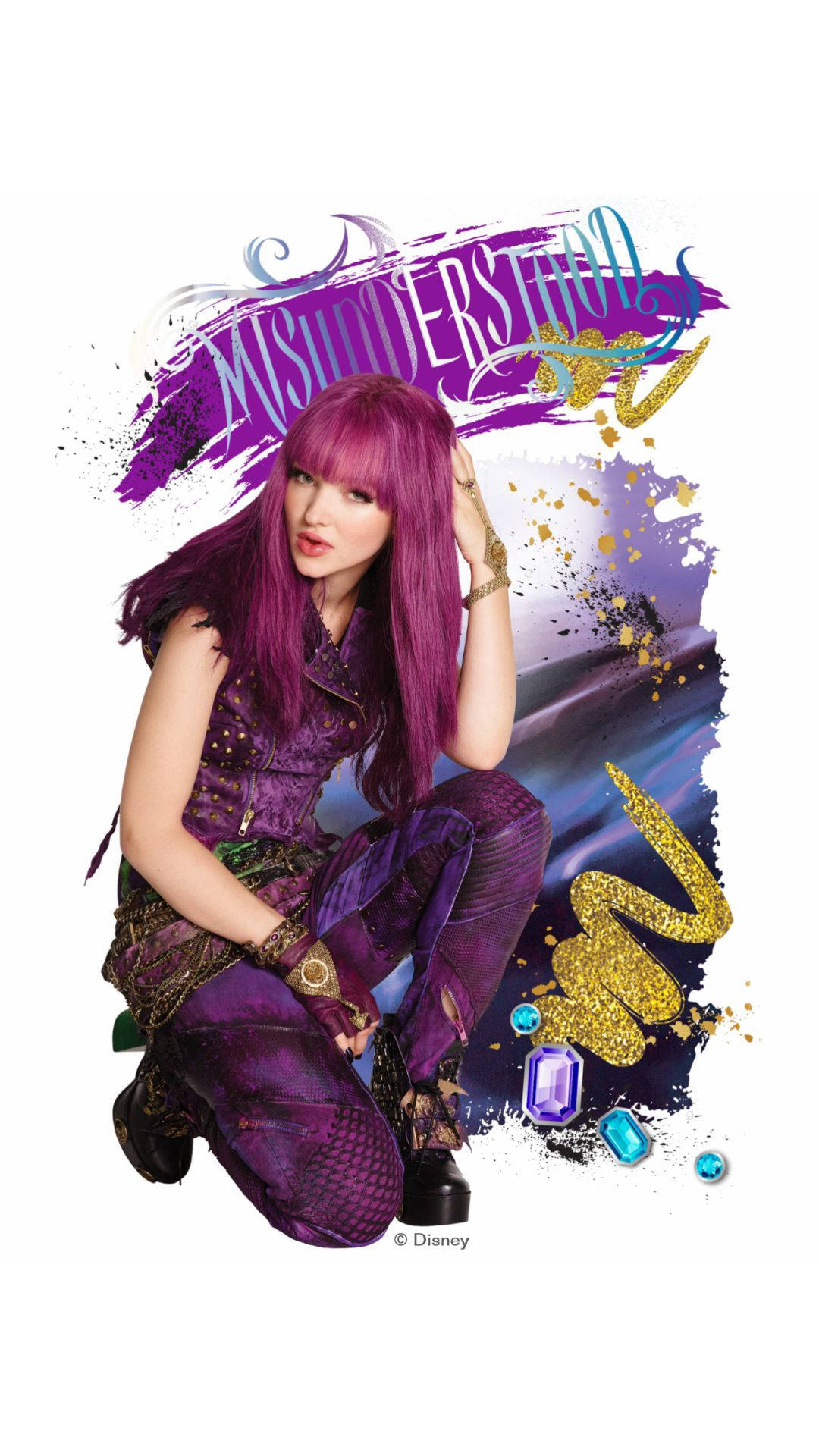 Descendants 2, Mal, purple-haired, Full HD Phone Wallpaper