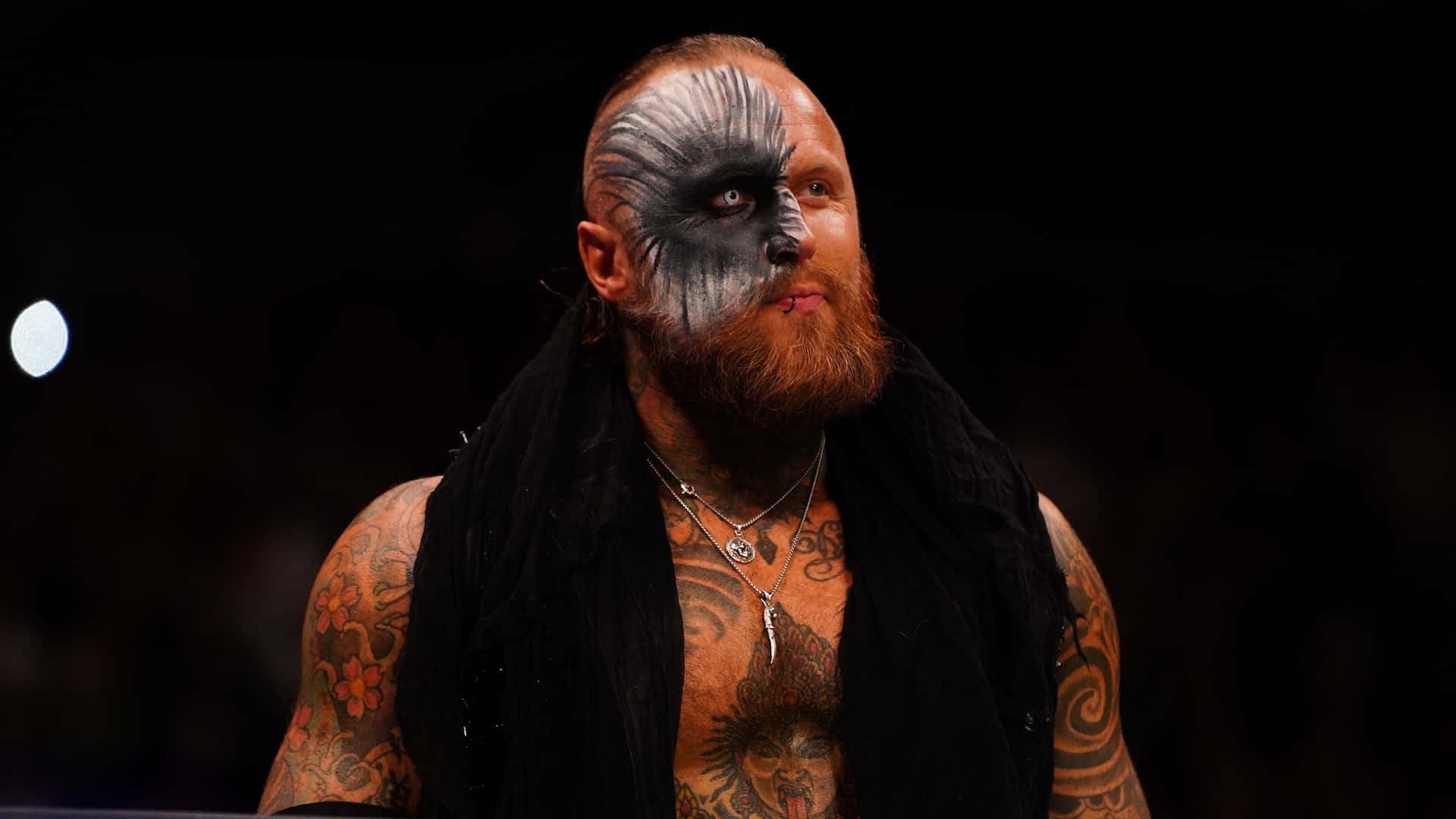 Malakai Black, black and white painted eye, tattooed wrestler, Full HD Desktop Wallpaper