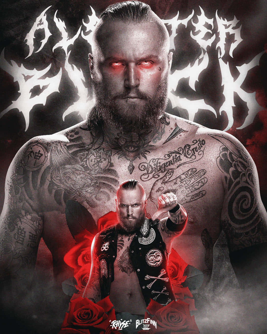 Malakai Black, glowing red eyes, tattooed wrestler, HD Phone Wallpaper