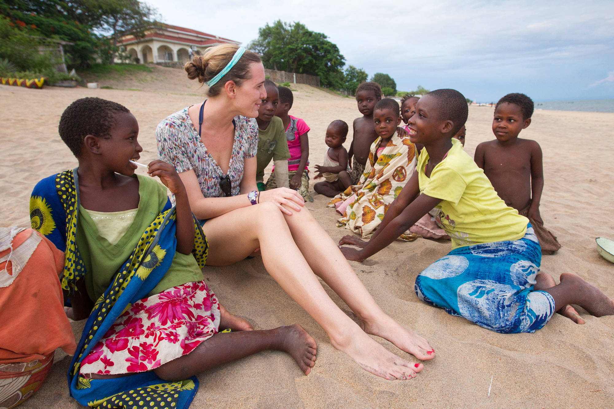 Malawi, woman, sandy beach, Full HD Desktop Wallpaper