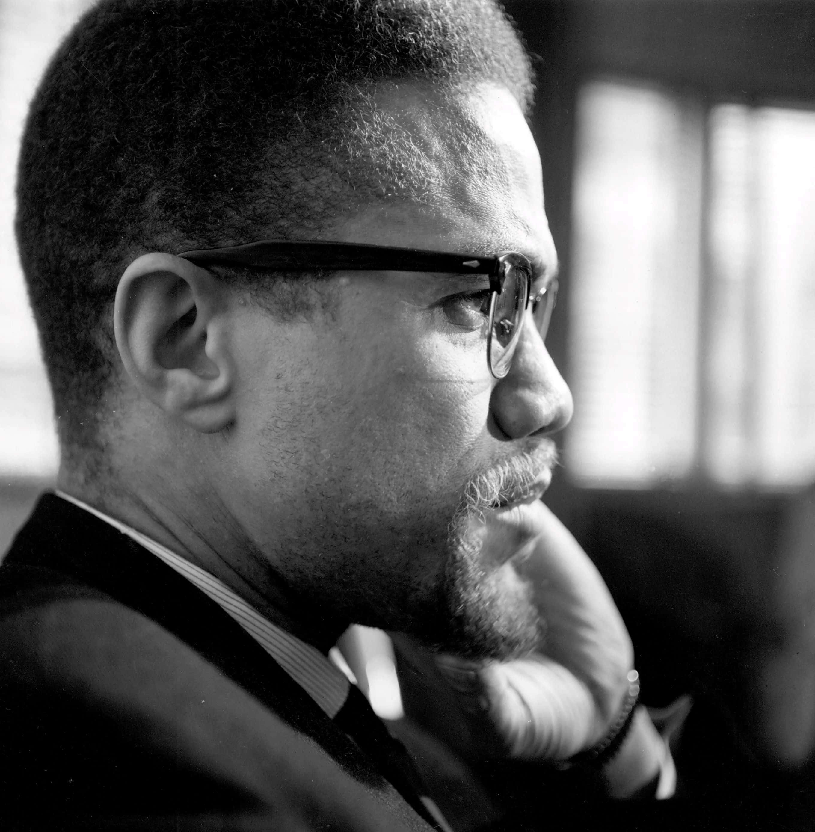Malcolm X, black and white, close-up portrait, 2K Phone Wallpaper
