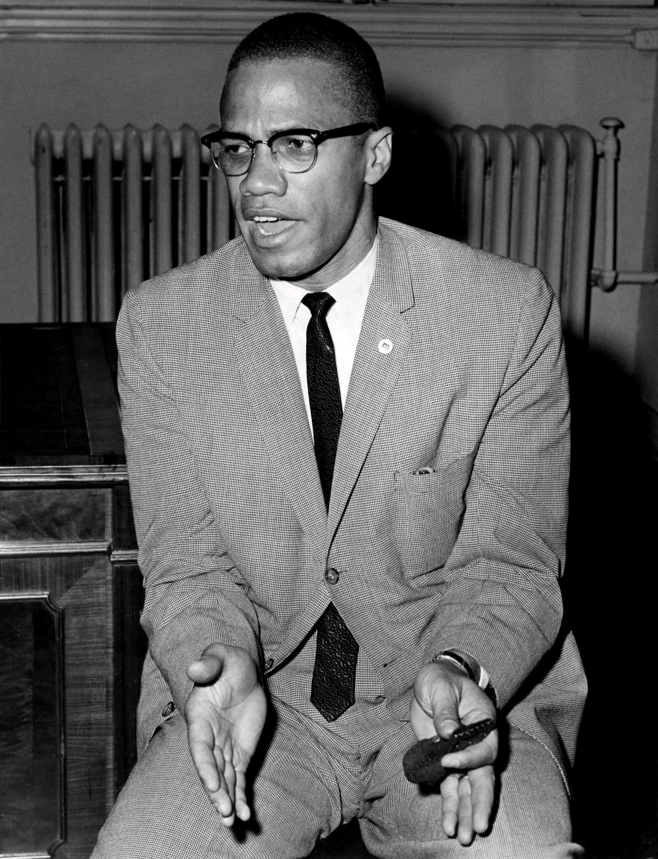 Malcolm X, suit, radiator, 2K Phone Wallpaper