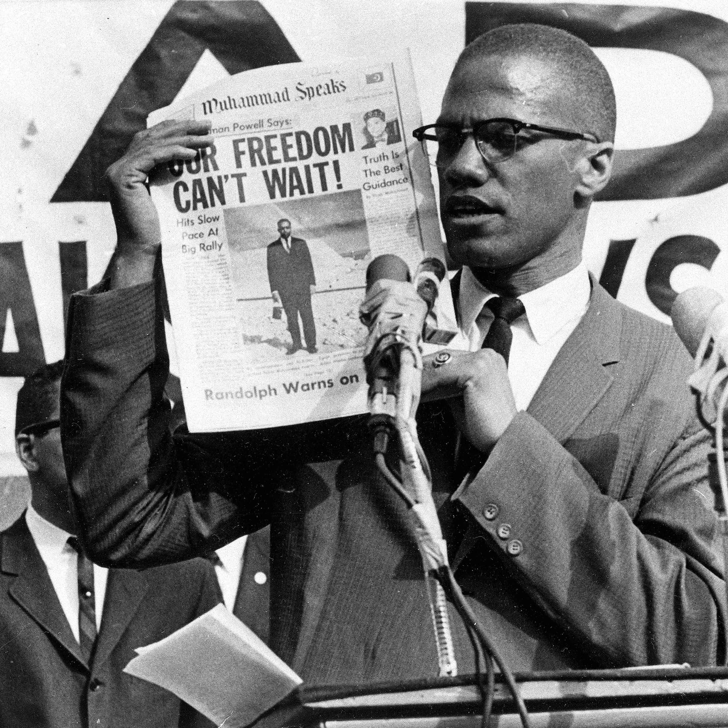 Malcolm X, suit, glasses, Full HD Desktop Wallpaper