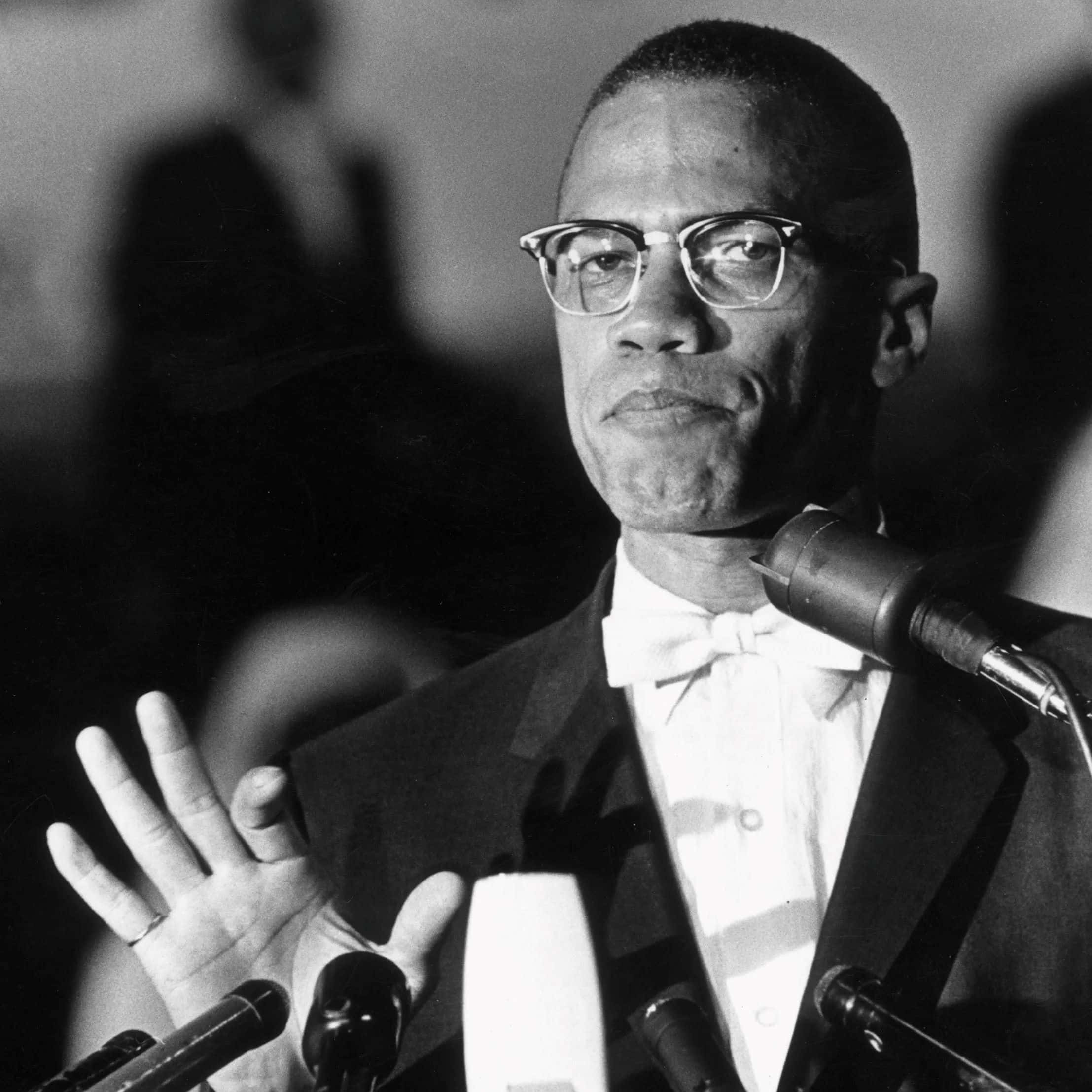 Malcolm X, podium, glasses, Full HD Desktop Wallpaper