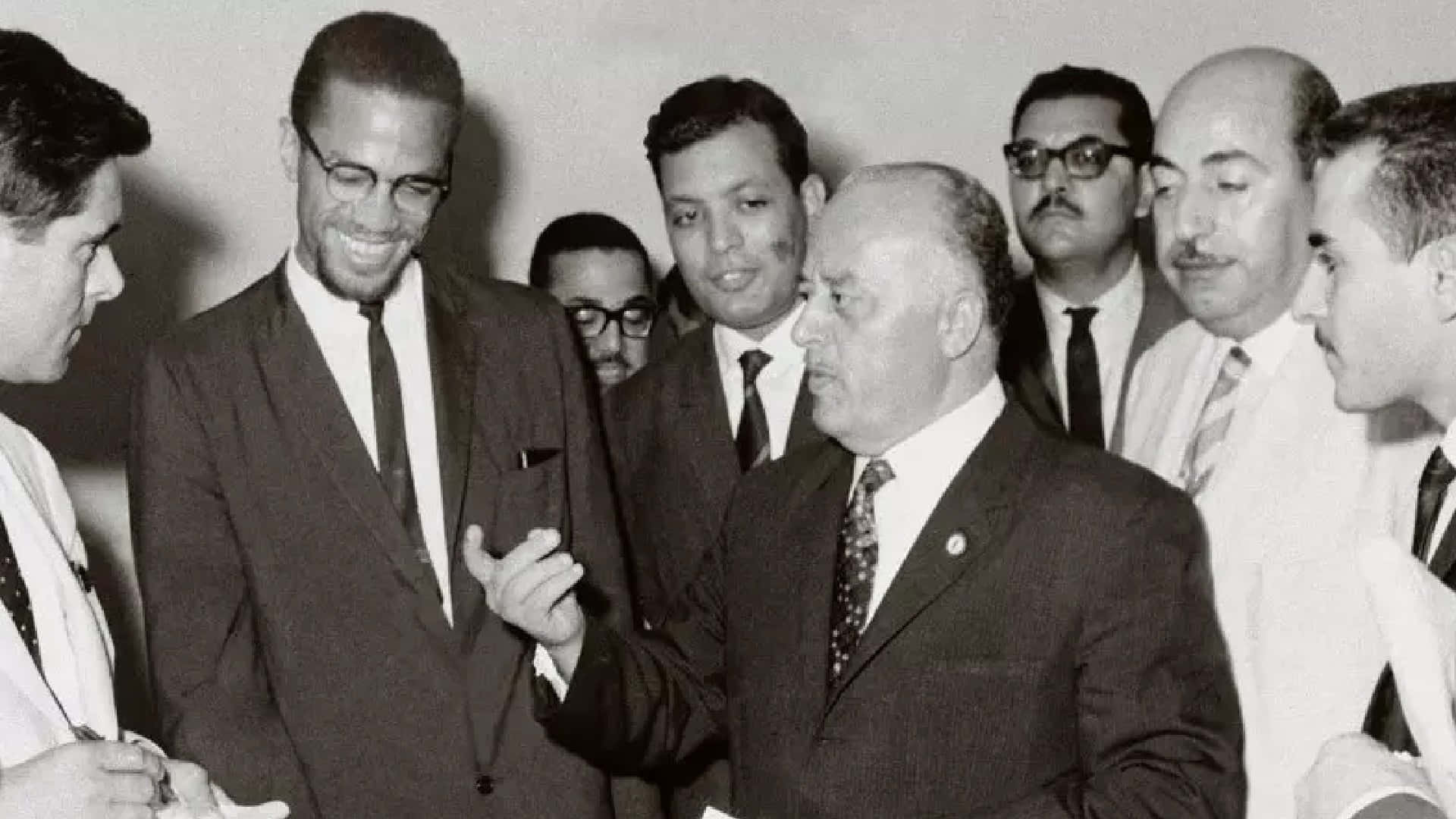 Malcolm X, black and white photo, smiling, Full HD Desktop Wallpaper