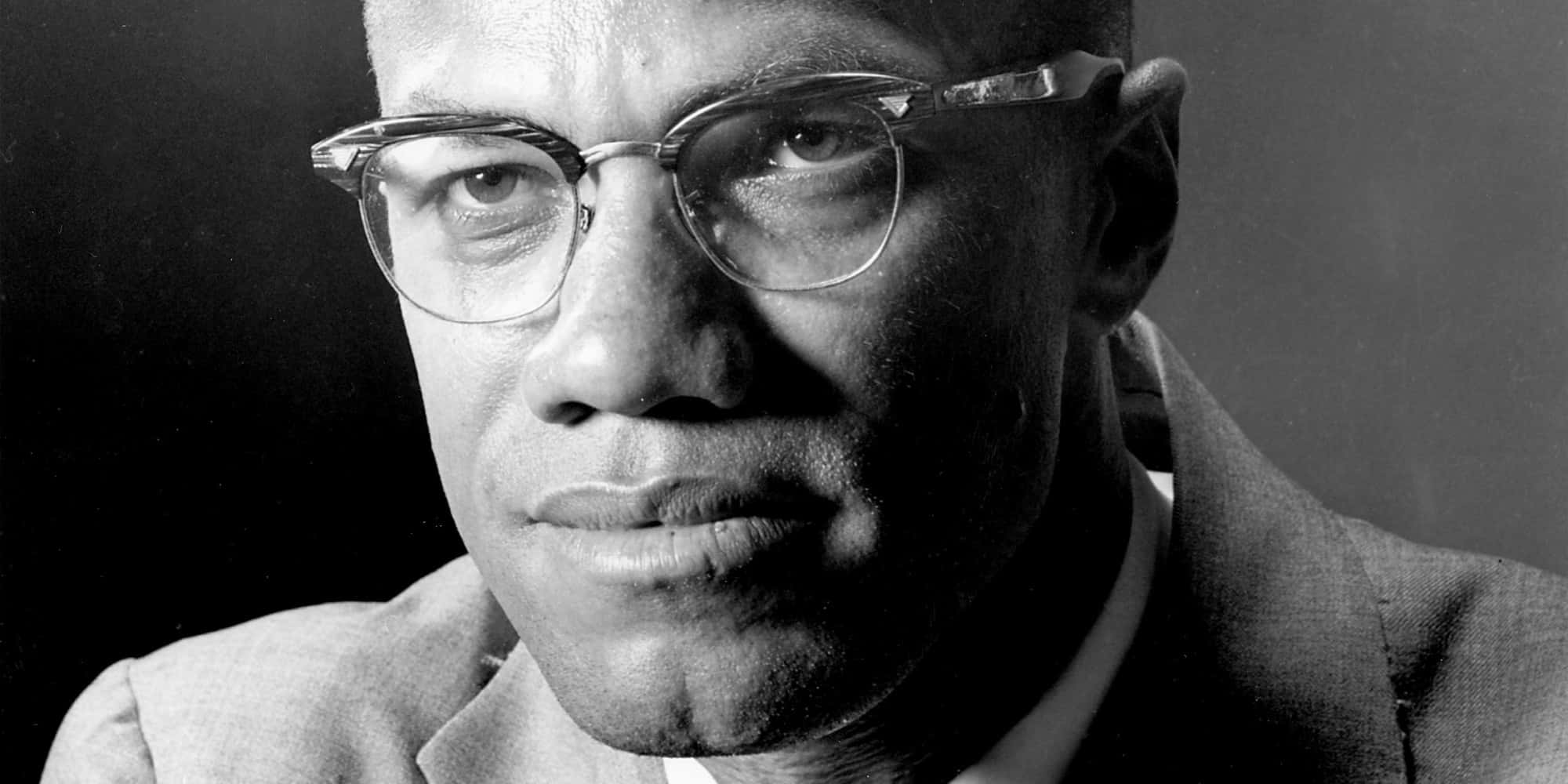Malcolm X, black and white, close-up portrait, Full HD Desktop Wallpaper