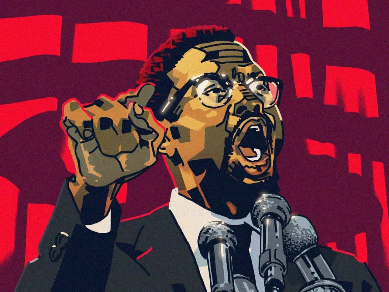 Malcolm X, suit, microphones, HD Desktop Wallpaper