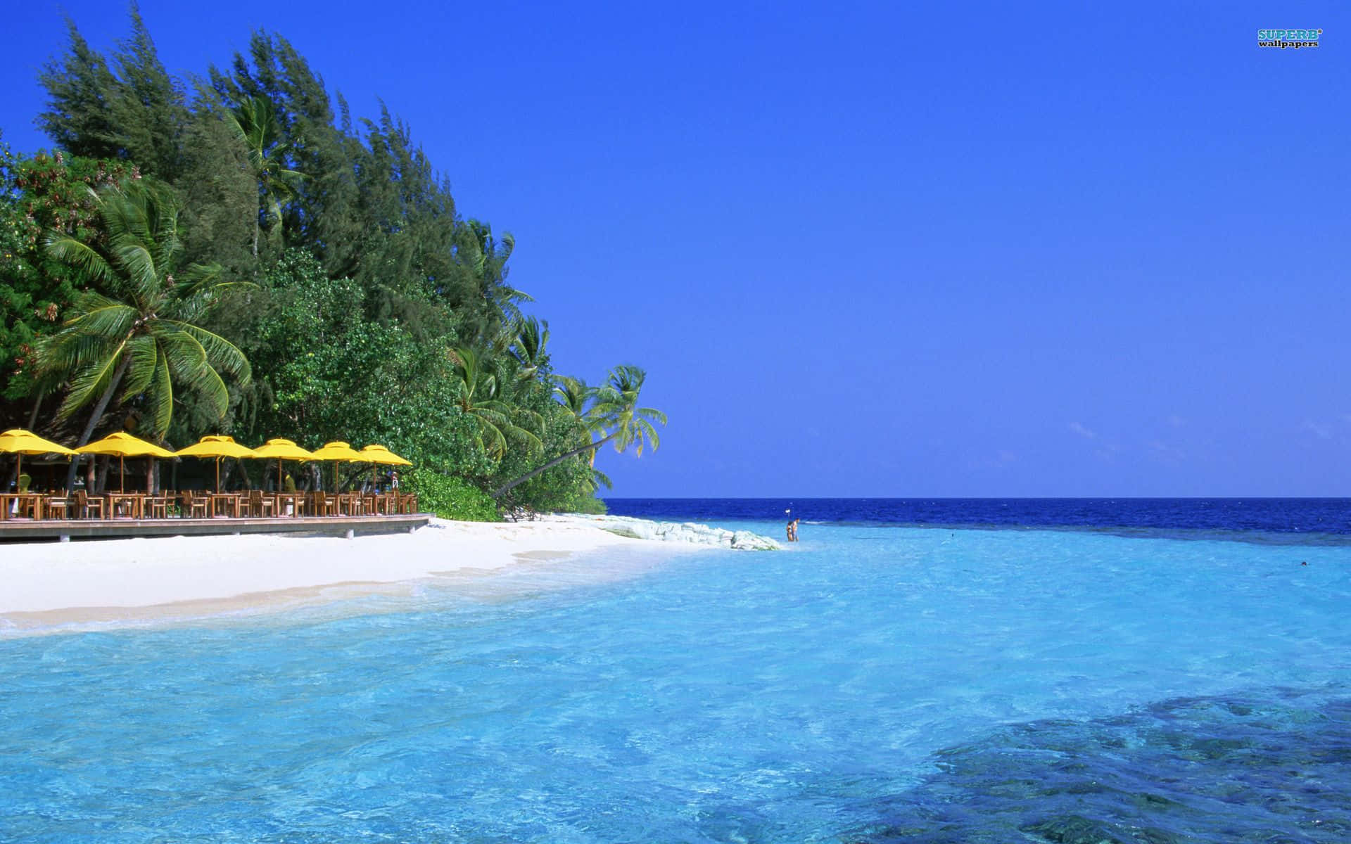 Maldives Beach, turquoise waters, white sand, Full HD Desktop Wallpaper