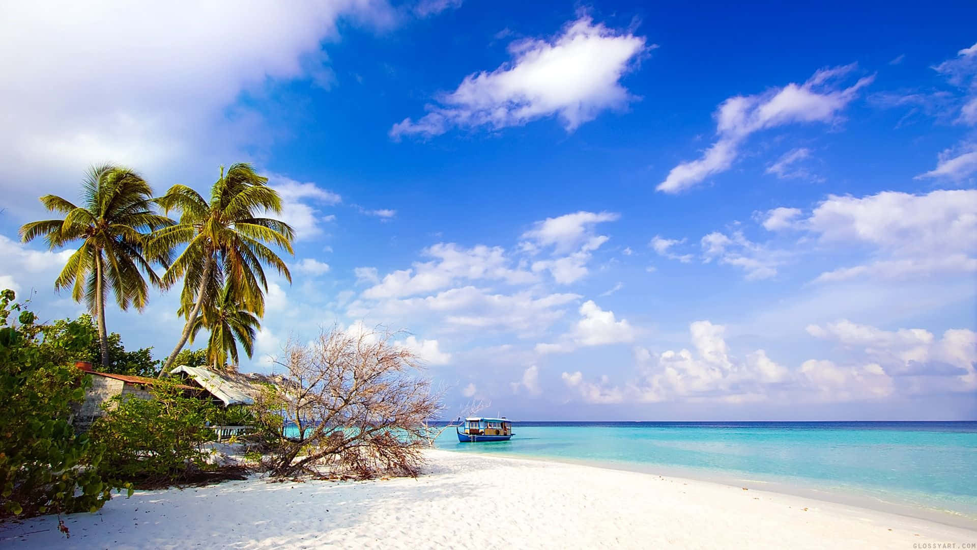 Maldives Beach, sunset, white sand, Full HD Desktop Wallpaper