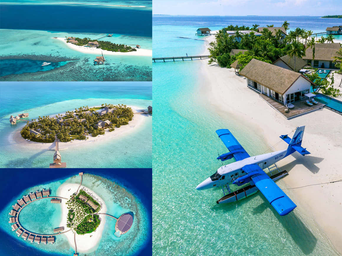Maldives, tropical island resorts, turquoise waters, SD Desktop Wallpaper